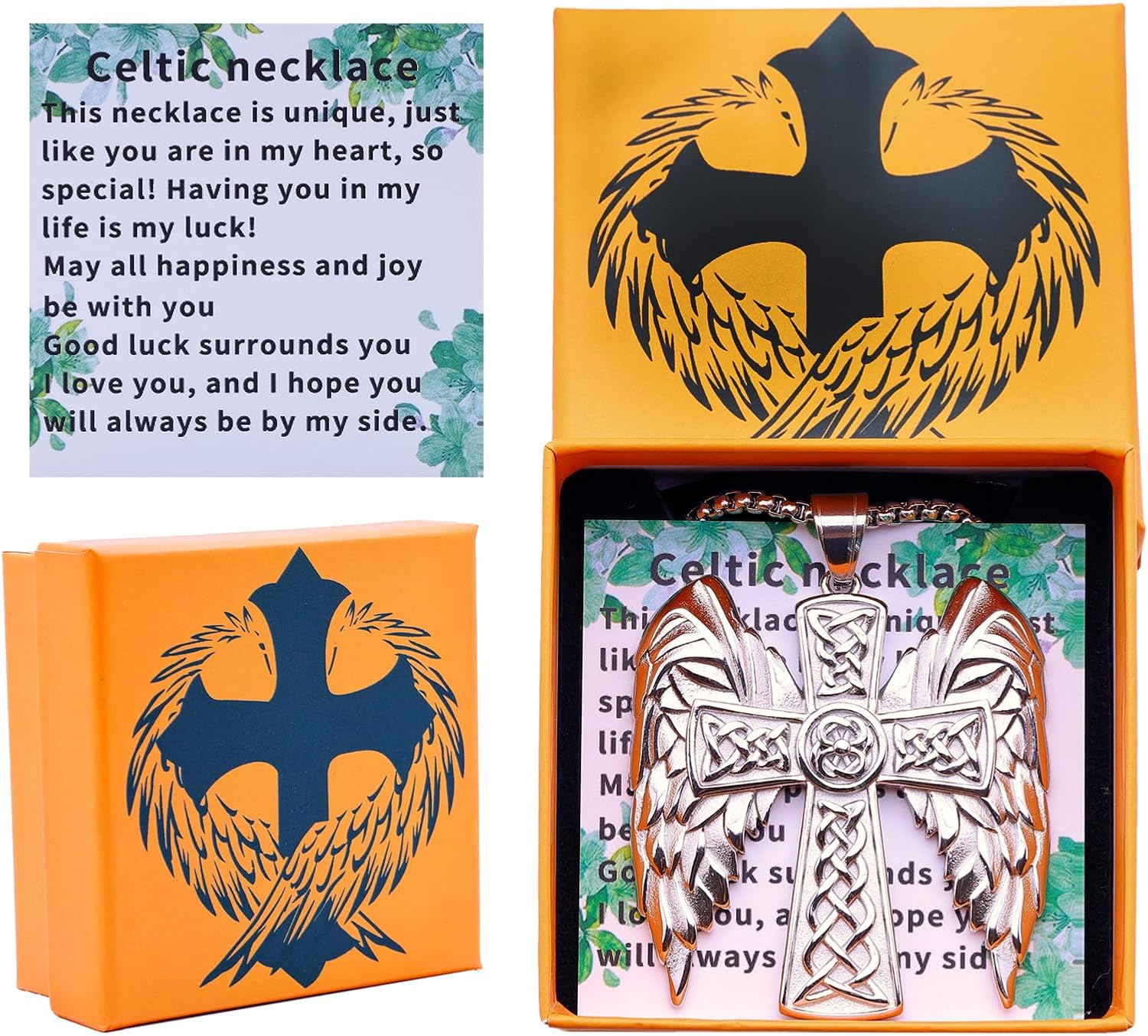 Celtic Cross Necklace For Men - Stainless Steel Cross Necklace, Religious Talisman Prayer, Halloween And Christmas Religious Gifts - Image 4