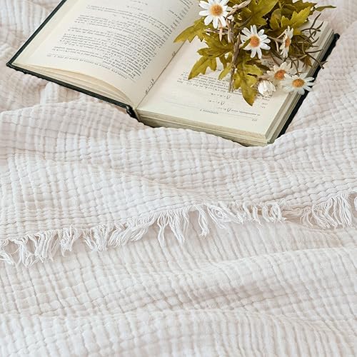 Miniatura 2 de Esterra Manta de muselina de 50 x 65 pulgadas, ligera manta de algodón prelavado, para todas las estaciones, suave, acogedora, transpirable, de gasa