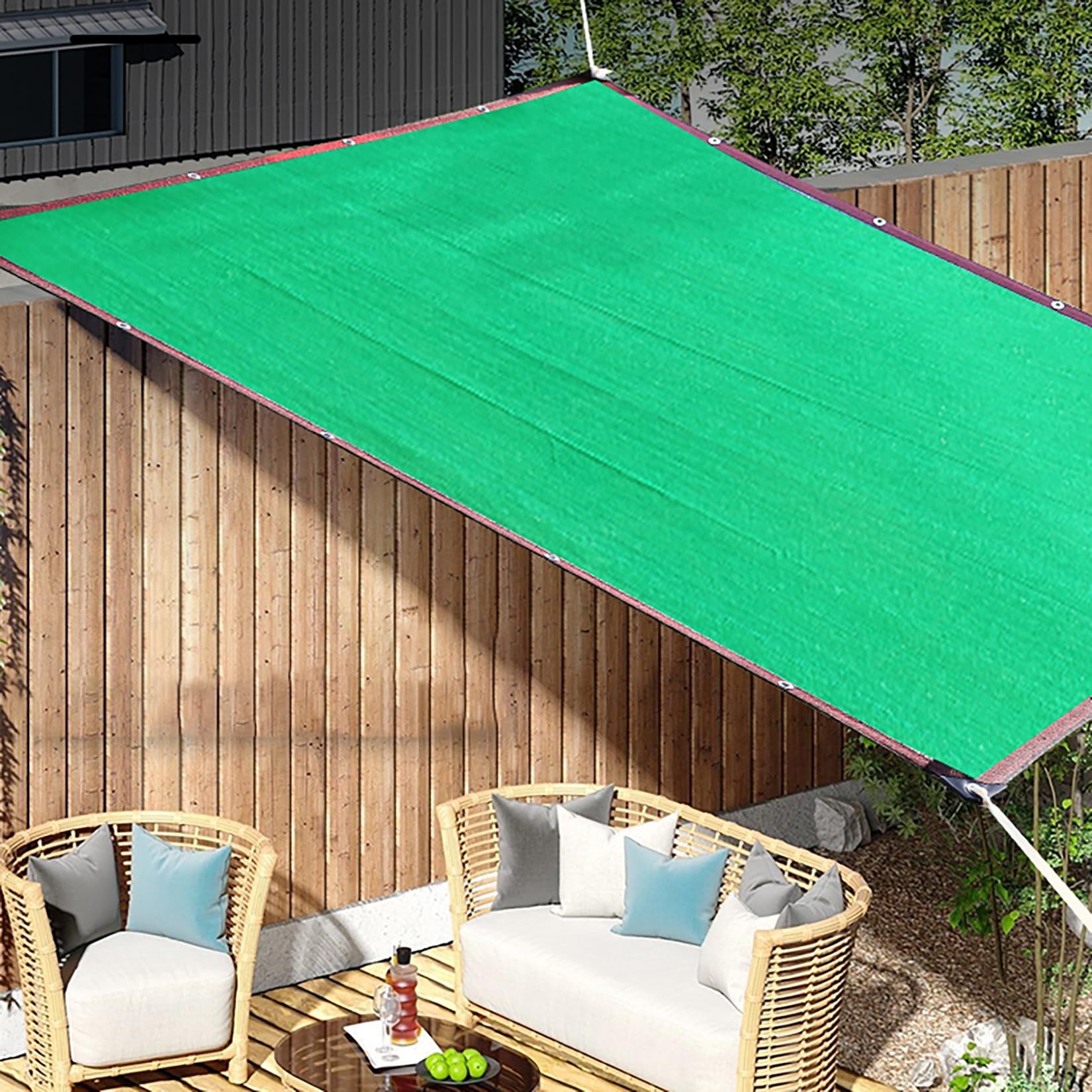 Toldos para Patio,Red de sombreo con Ojales Malla Sombra 95% UV Privacidad de Jardín y Pantallas Protectoras para pérgolas, jardín, Invernadero, Exterio (6x9m)