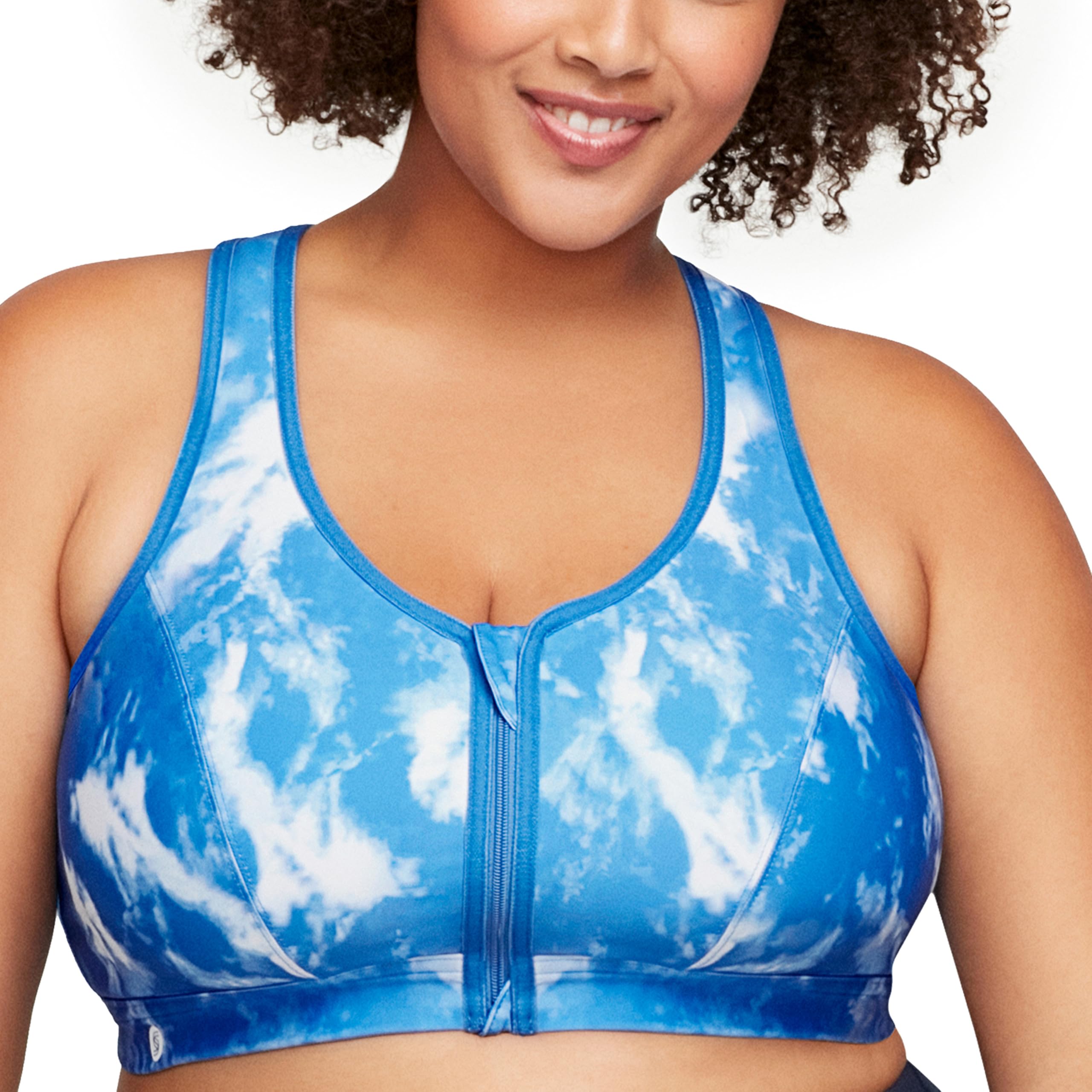 Glamorise Zip Up Front-Closure Sports Wirefree Bra 9266
