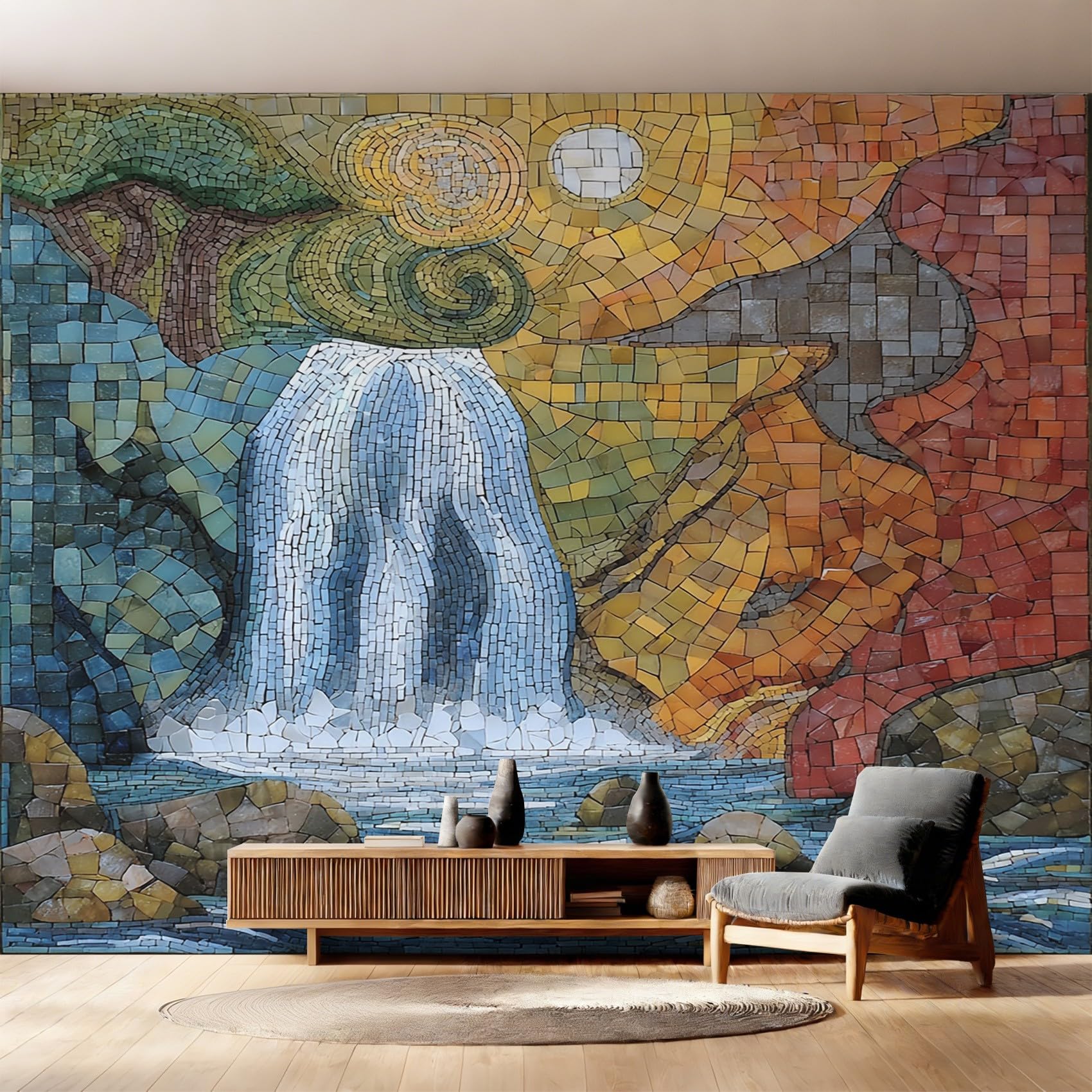Papier Peint Intissé Paysage Cascade pour une Chambre Parentale Apaisante