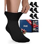 Pembrook Black Diabetic Socks for Men & Women | 6 Pairs - Gift Box | Wide Stretch Top Diabetic Socks for Men 9-12 | Ankle Moisture Wicking Neuropathy SM-Blck(GP) 6P