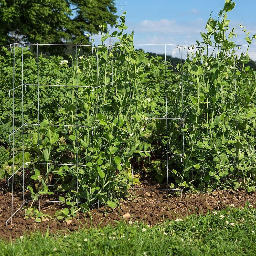 H & E Associates Pea Fence Straw Bale Garden Expandable Galvanized Steel 40-80 inch High Set of 2