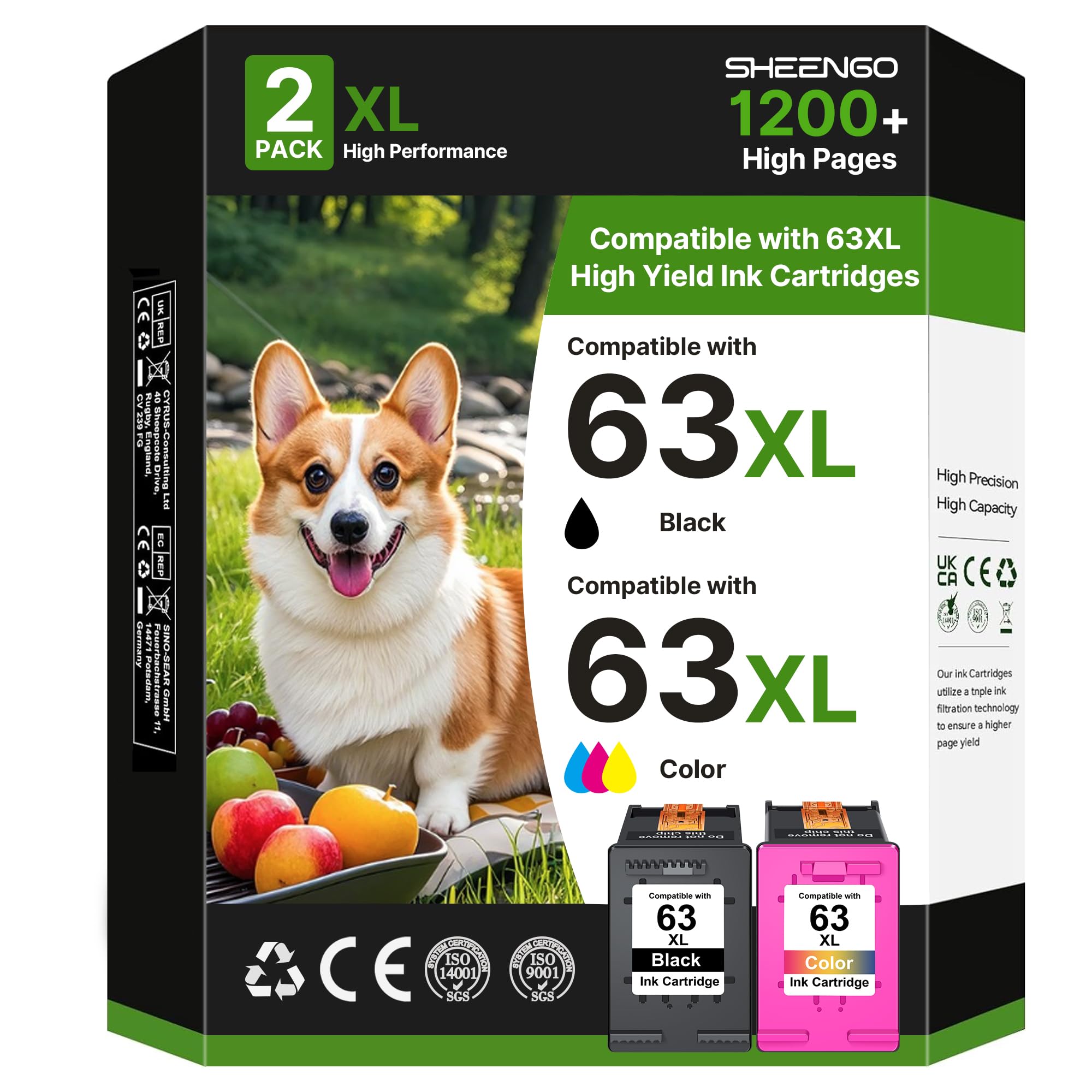 63XL Ink Cartridges Black and Color Replacement for HP Ink 63 for HP 63XL Ink Cartridges Combo Pack Work with HP Officejet 4650 3830 5255 5258 Envy