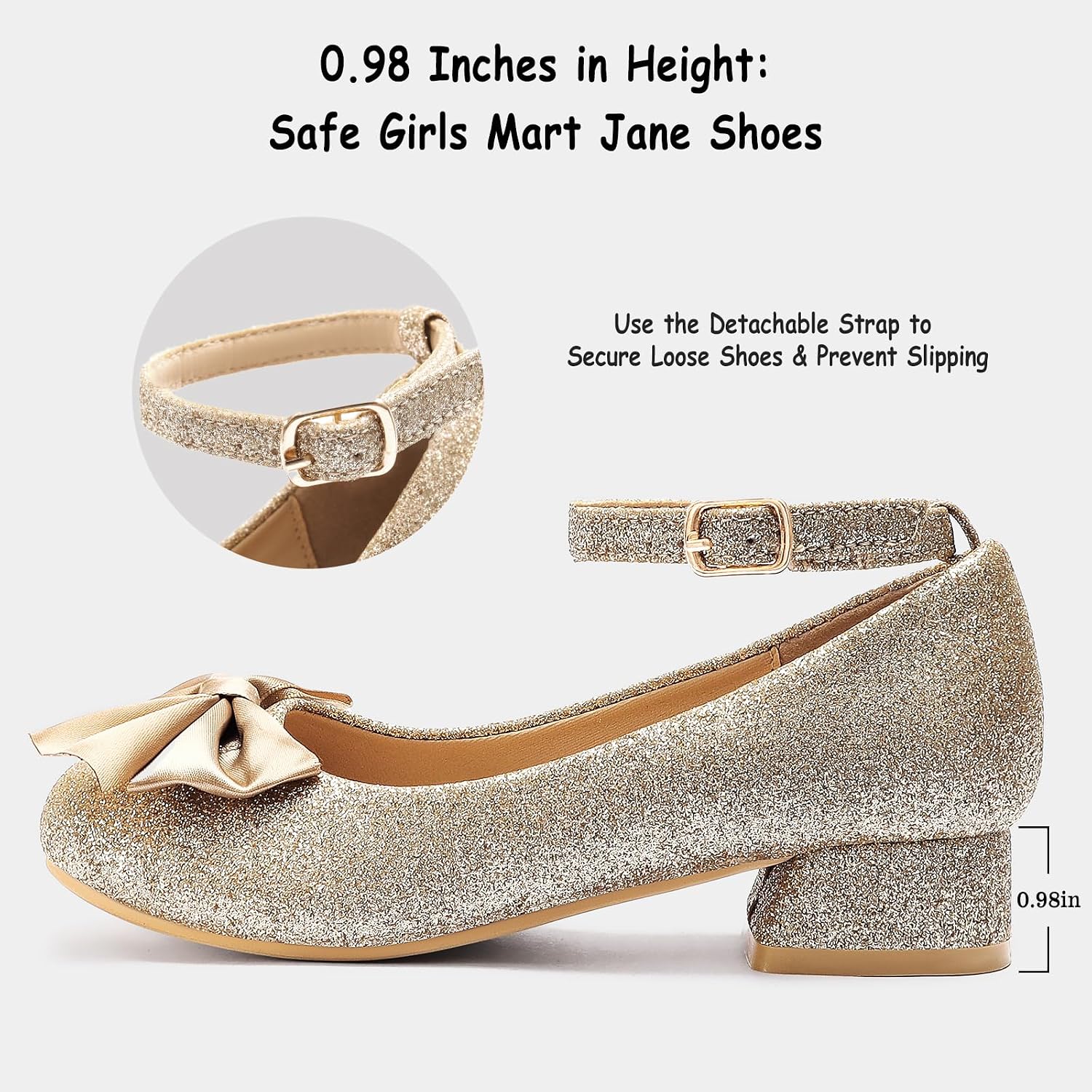 Girls Low Heels Shoes for Girls Princess Dress Up Shoes,Toddler Mary Jane Shoes in Wedding Party Church Costume