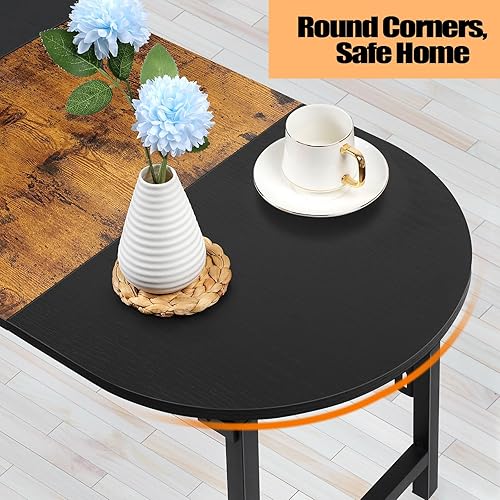 Miniatura 5 de CADUKE Folding Coffee Table for Small Spaces, Portable Low Table with Leg Latches Wood Oval Center Table Small Coffee Tables for for Living Room,