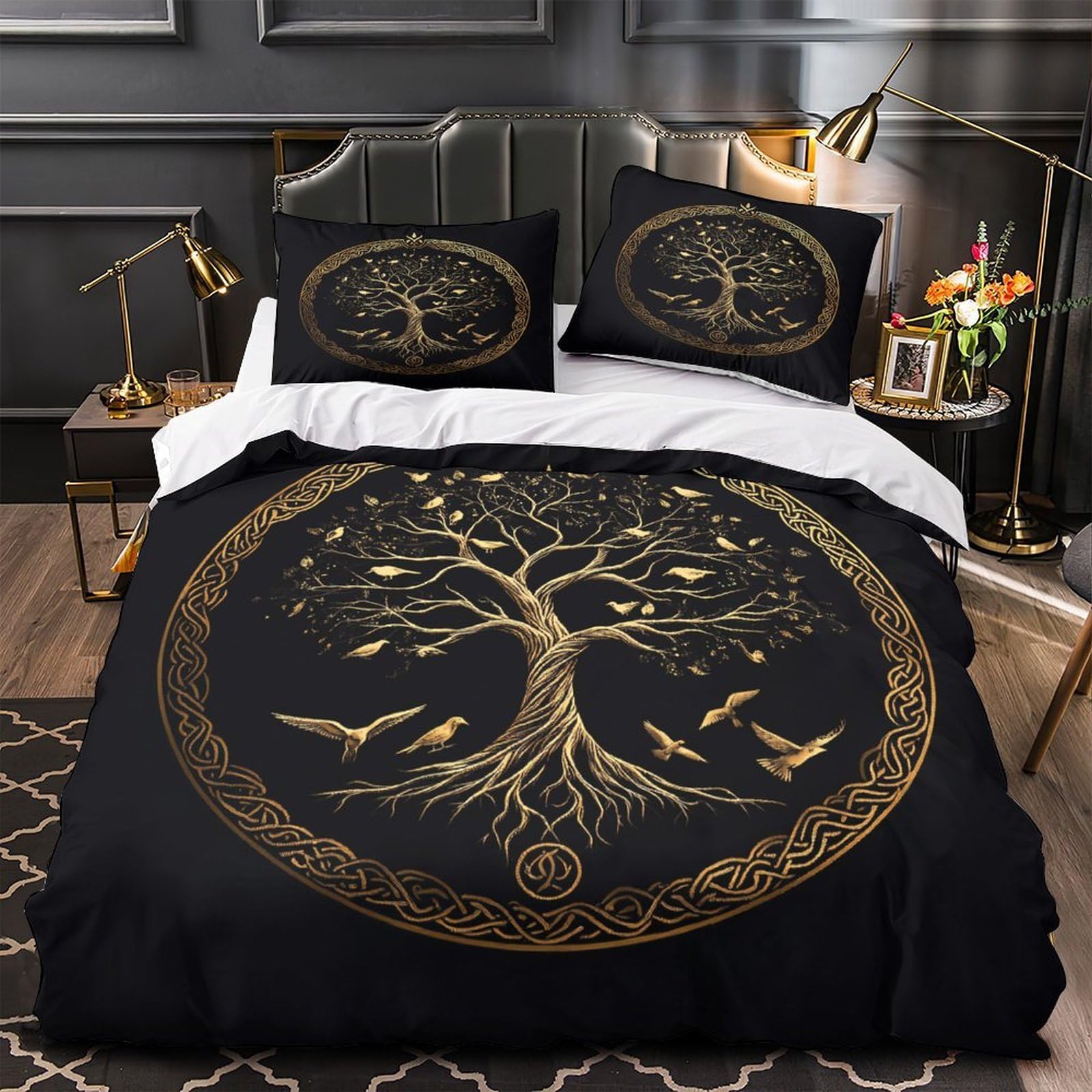 Housse de couette arbre celtique anti-allergie et zippée 200x200
