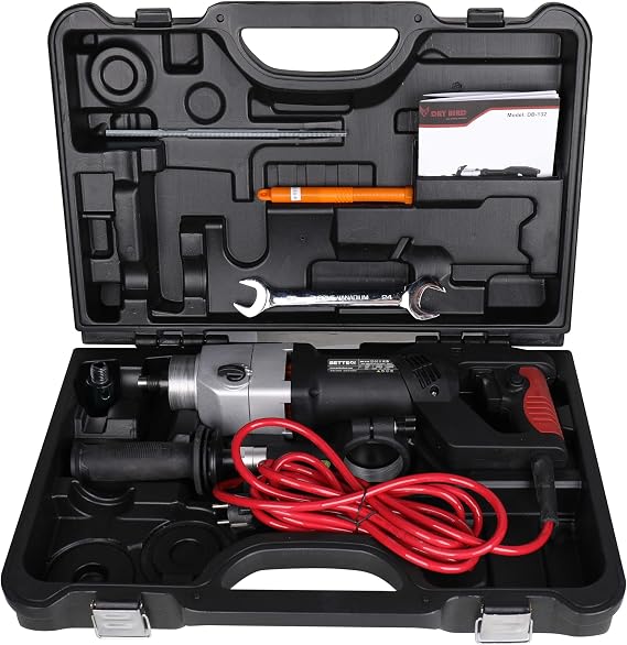 3000RPM Brushless Diamond Core Drilling Machine Handheld Variable Speed, High Power Dry Diamond Percussion Core Drill Heavy Duty for Diamond Concrete Stone Drilling with Box, 132MM