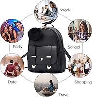 Vista 6 de I IHAYNER Mochila de moda para niñas y adolescentes, monederos de piel sintética con pompón, bolsa de hombro