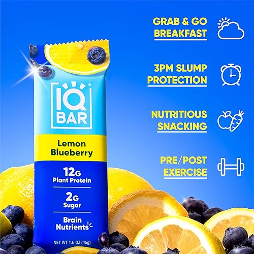 Miniatura 9 de IQBAR Barras de proteína Keto Brain and Body  Arándano silvestre y arándano limón  12 barras energéticas  Barras de proteínas bajas en carbohidratos