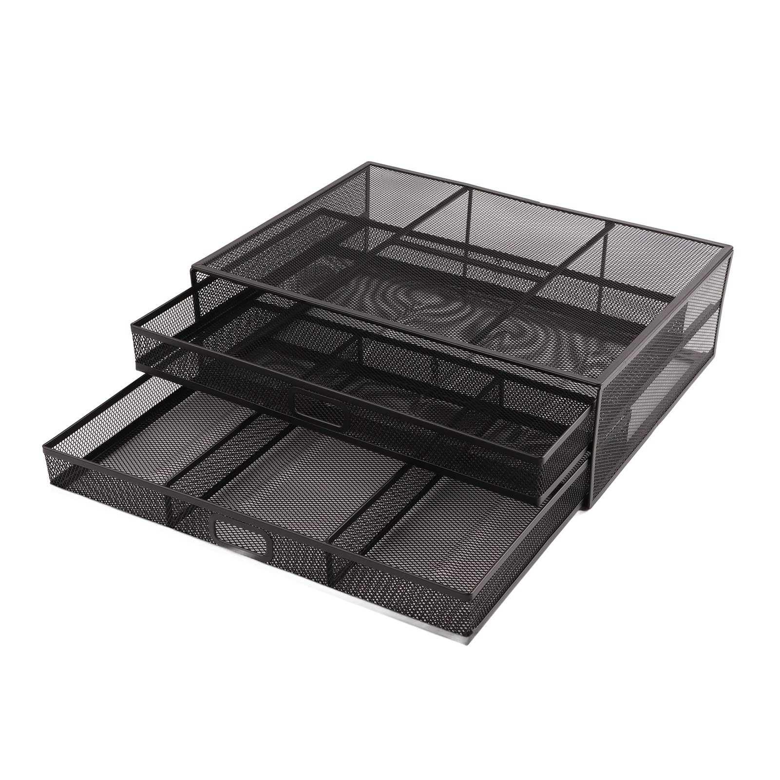 Jeanoko Podstawka Pod Monitor z szufladą zapewniającą Ergonomiczne oglądanie. Duża przestrzeń do Przechowywania Organizer na Biurko z Metalowej Siatki do Domowego Biura 40,4 Cm