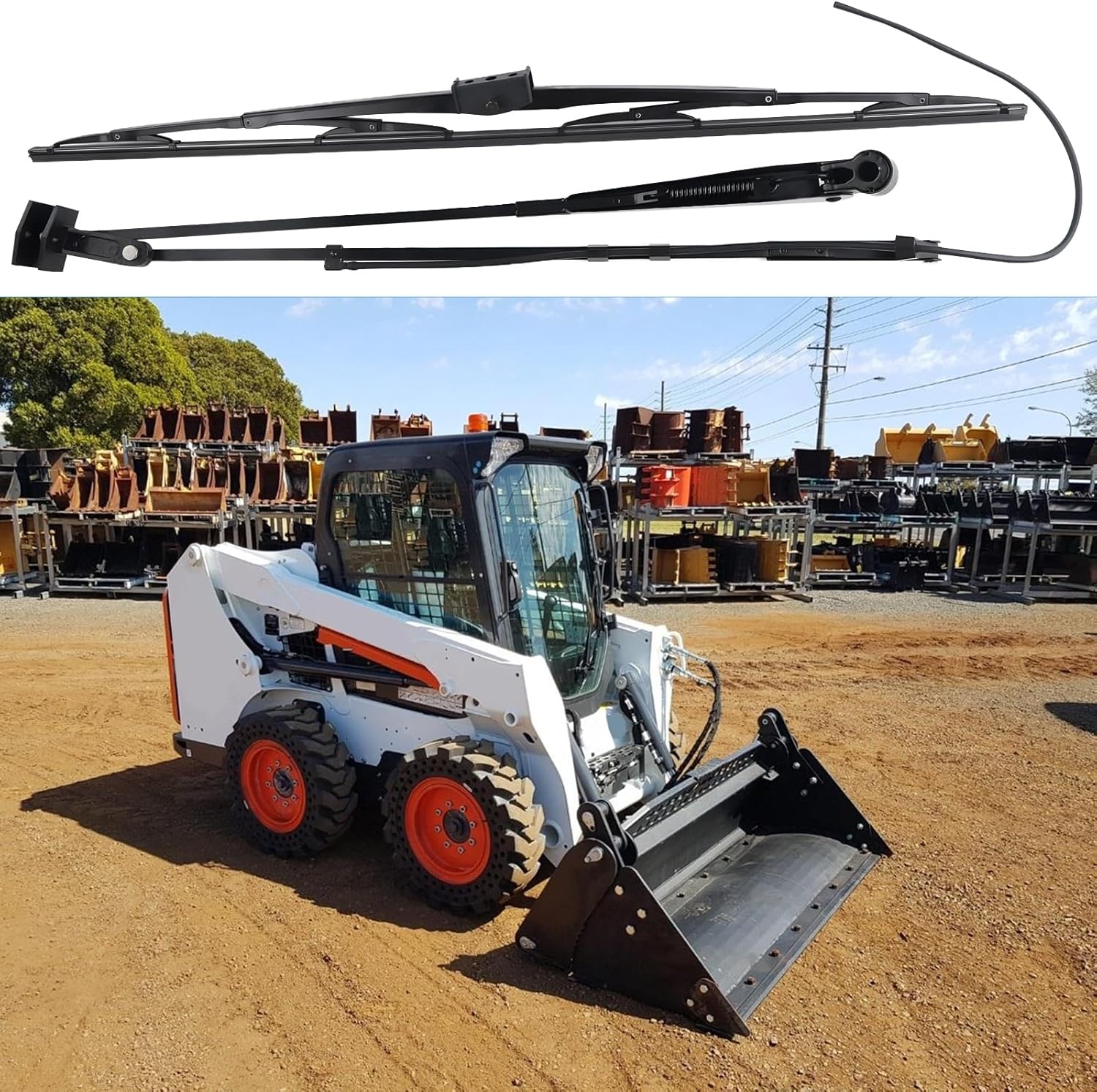 7251263 7251264 Windshield Wiper Arm & Wiper Blade Compatible with Bobcat A770 S450 S510 S530 S550 S570 S590 S595 S630 S650 S740 T450 T550 T590 T595 T630 T650 T740 T750 T770 T870