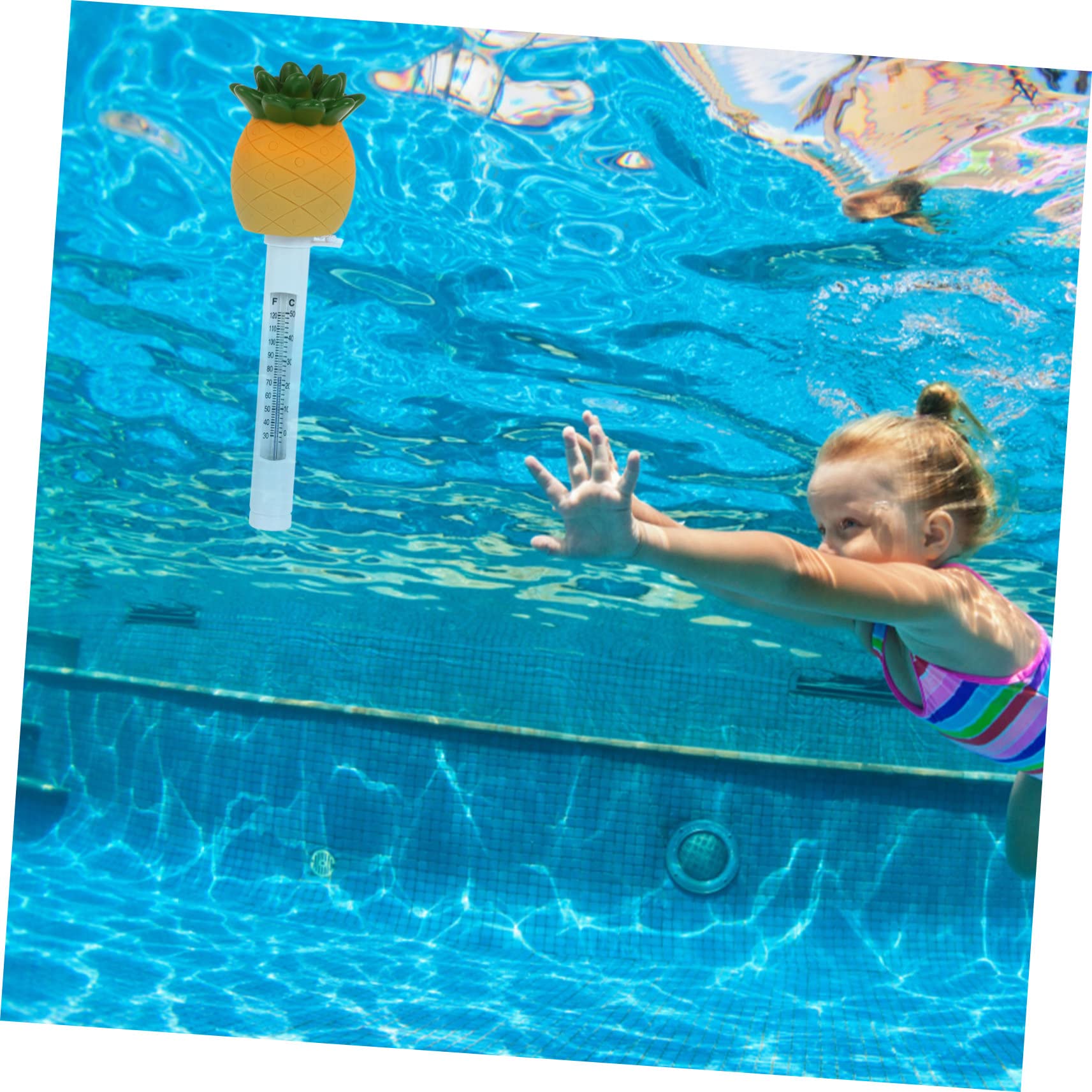 Toyvian 2 Stück Schwimmendes Poolthermometer Cartoon Pineapple Design Präzises Wasserthermometer für Innen und Außenschwimmbäder Fischteiche und Celsius Fahrenheit Anzeige für Dekoration