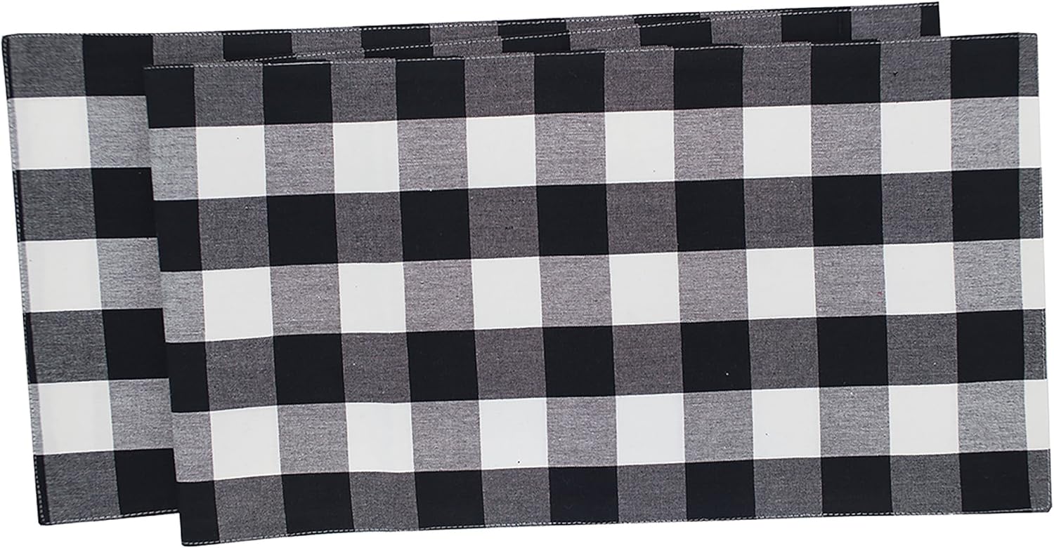 C&F Home Franklin Buffalo Check Gingham Plaid Woven Black and Orange Cotton Machine Washable Table Runner 13" x 72" 13" x 72" Orange