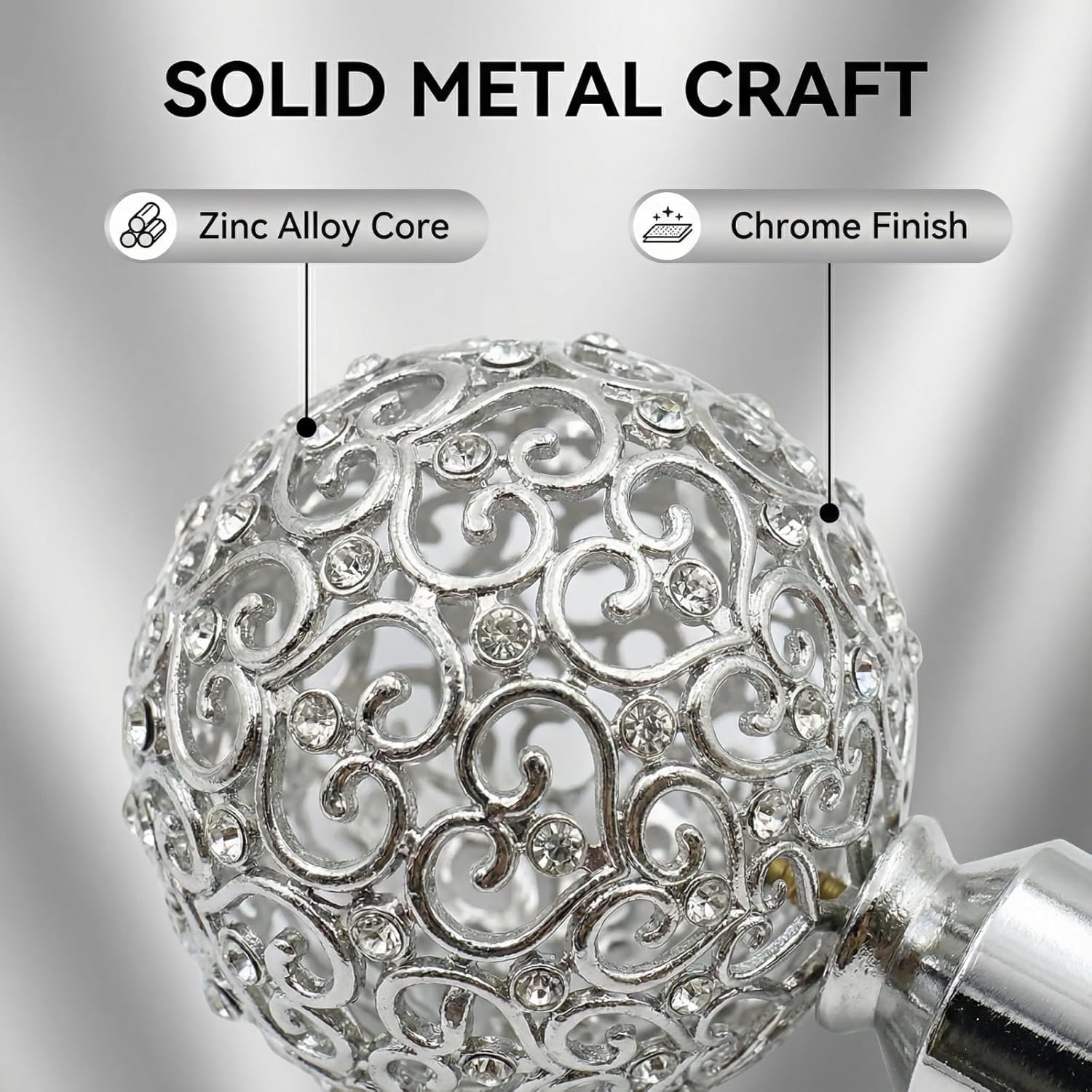 Curtain Rod Finial 25mm 28mm zinc alloy Roman rod end decorative head curtain accessories
