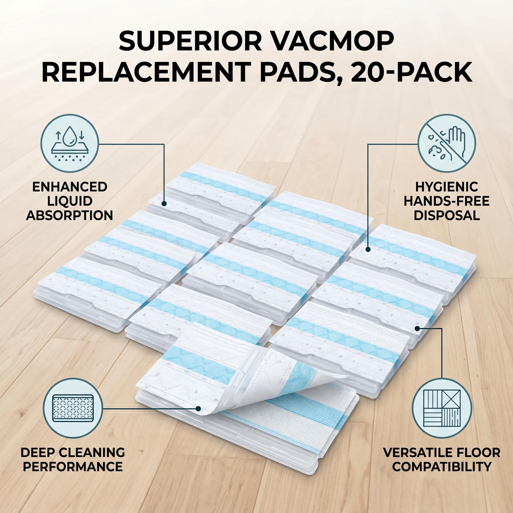 20 Stück Einweg-Nachfüller für Hartbodenpads, Ersatz-Staubsauger-Pads, passend für Shark VACMOP VM252 VM205 VM200 VM190 VC205 zum einmaligen Gebrauch