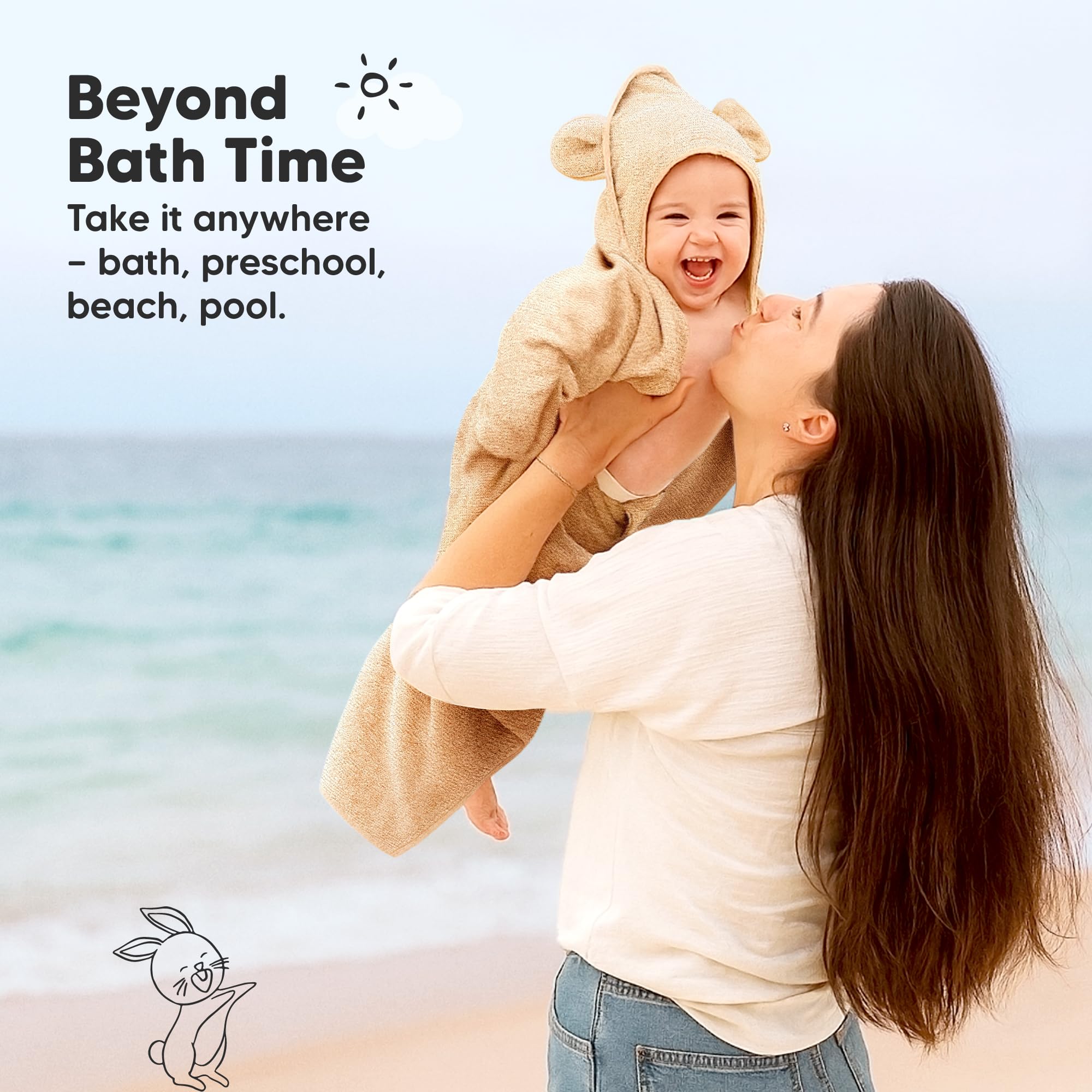KeaBabies 2-Pack Babyhandtuch mit Kapuze für Neugeborene - 89×89cm Weiche & absorbierende Viskose aus Bambus Baby Badetuch mit Kapuze für Kleinkinder, Neugeborene Bad Essentials (Almond, Petite)