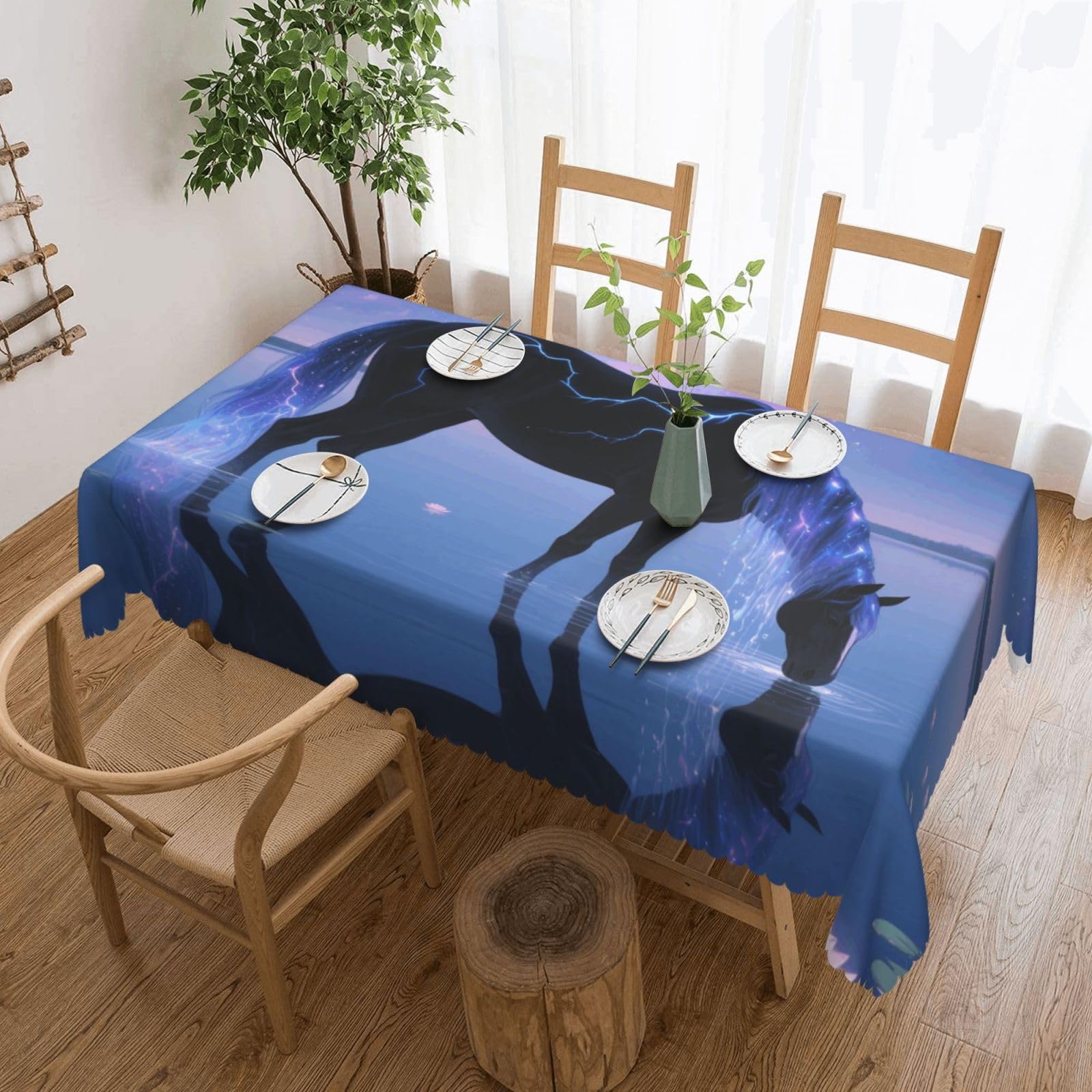 Nappe de table cheval galaxie déco de jardin rectangulaire pour grand dîner de fête