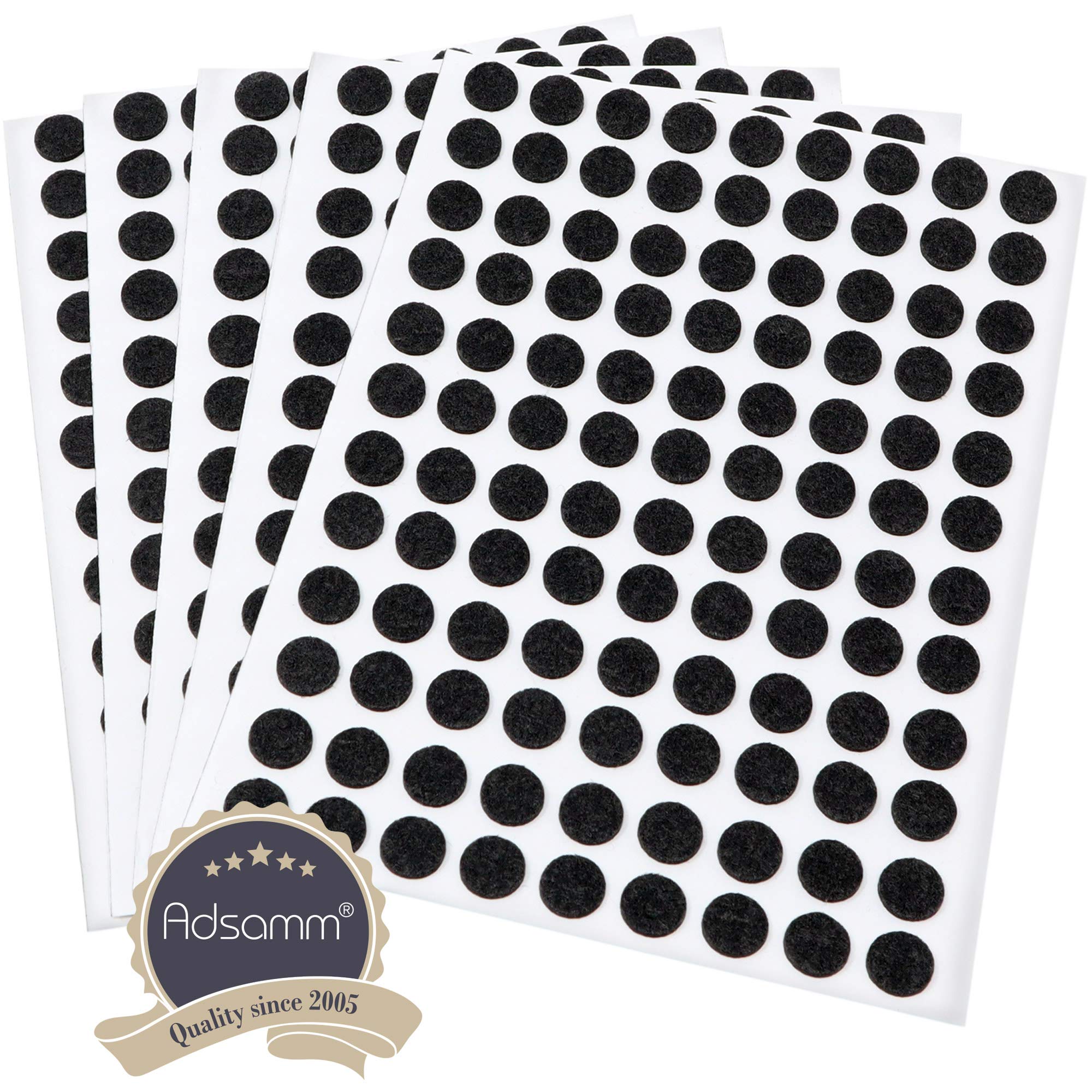 Adsamm® / 540 X Patins En Feutre / Noirs / 10 Mm / Rond