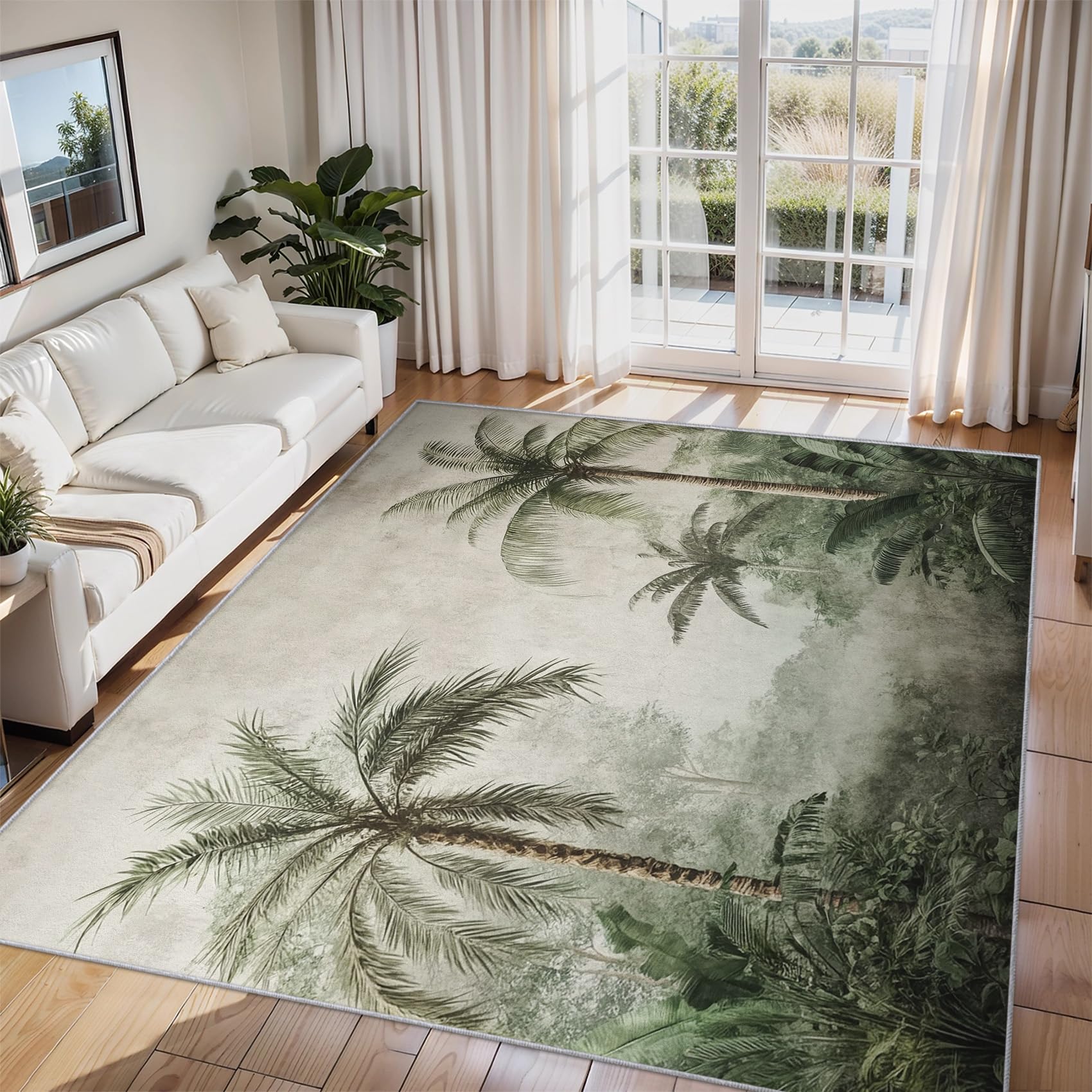 Tapis palmier antidérapant et doux moquette salon nettoyage facile 80x150