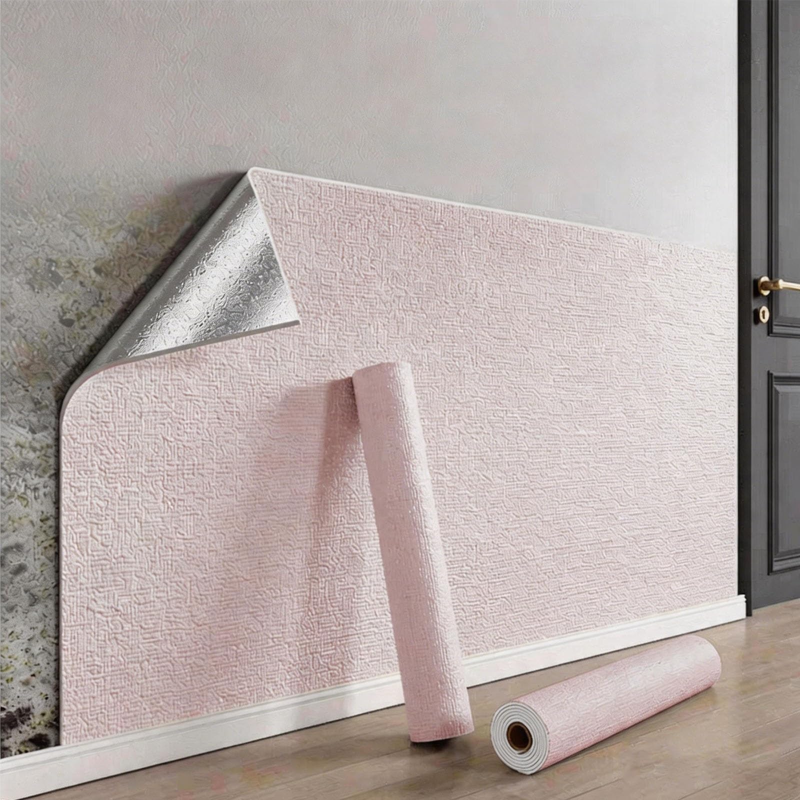 Bvcl Pink Self Adhesive Thermal Wallpaper, 5Mm Thick Textured Peel And Stick, Waterproof Damp Proof, Thermal Insulating Wall Covering For Bad Cold Walls(,50Cmx40m)