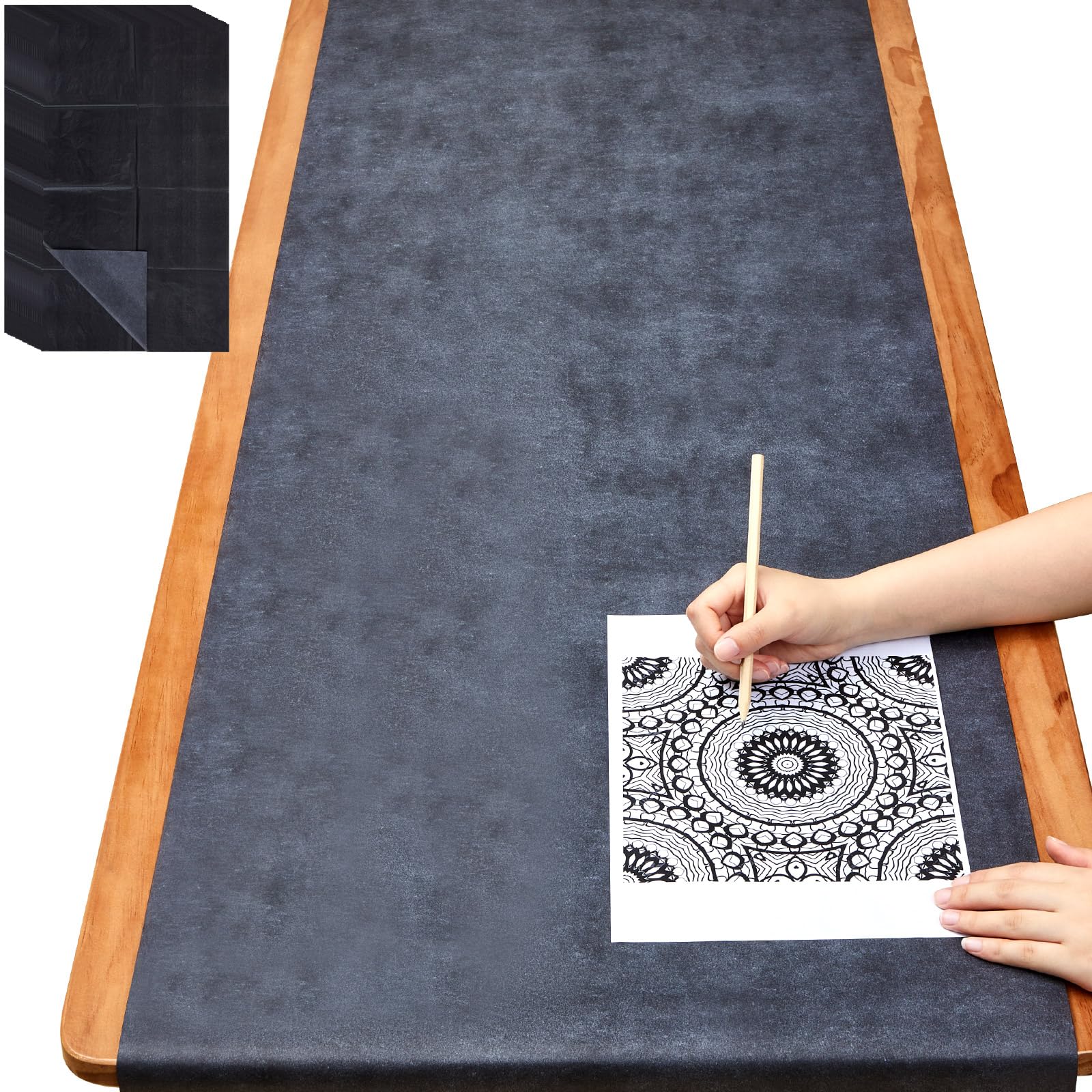 5 Blatt großes Kohlepapier zum Durchzeichnen von Graphit-Transferpapier, gewachstes Kohle-Transferpapier für Holz, Papier, Leinwand, Holzbearbeitungsmuster, Stoff, Skizzenzeichnen, Schwarz