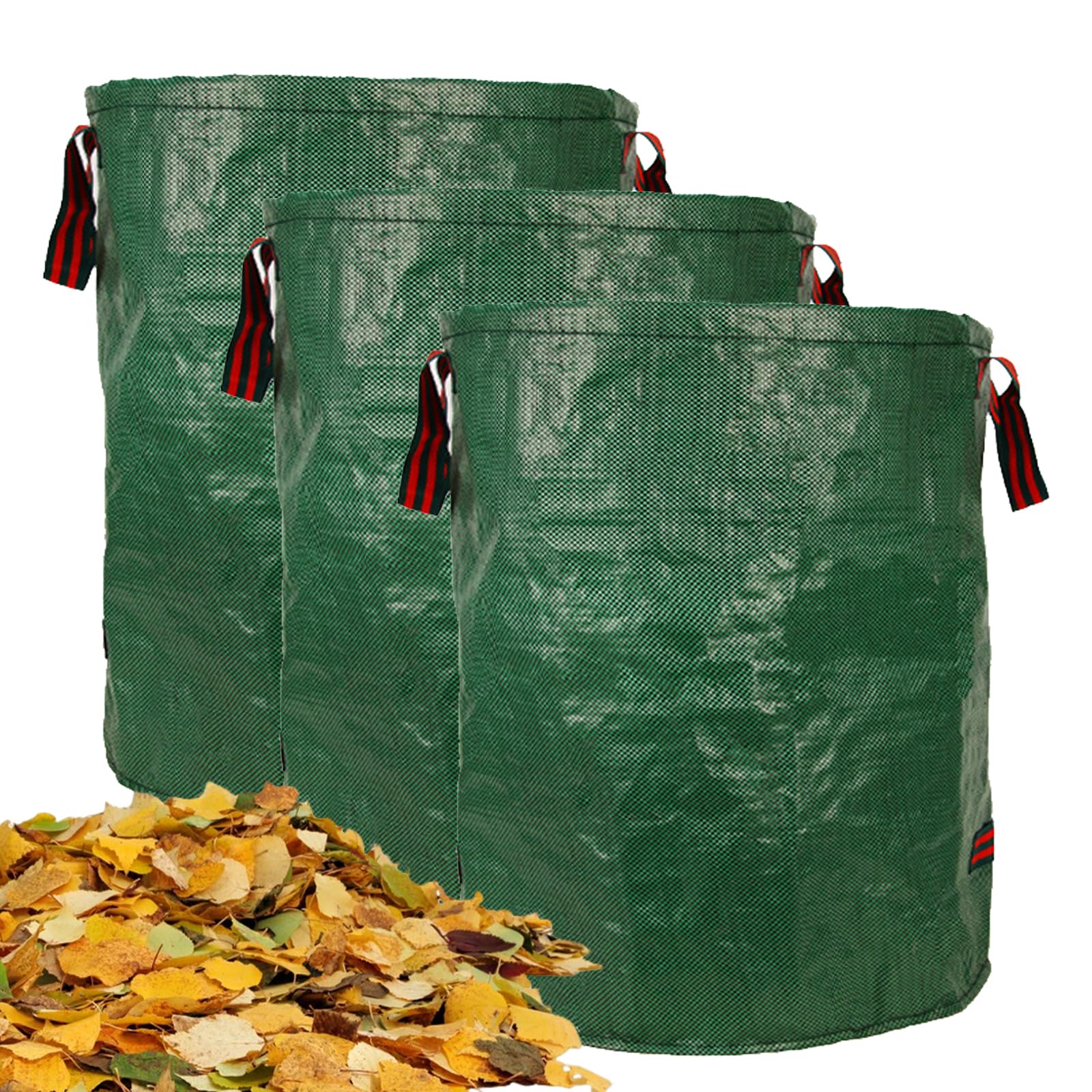 3 sacs à déchets de jardin de 200 l : sacs à feuilles mortes de jardin avec poignée, sacs poubelle de jardin réutilisables, sacs à déchets de jardin, pliables sacs à déchets de jardin, imperméables