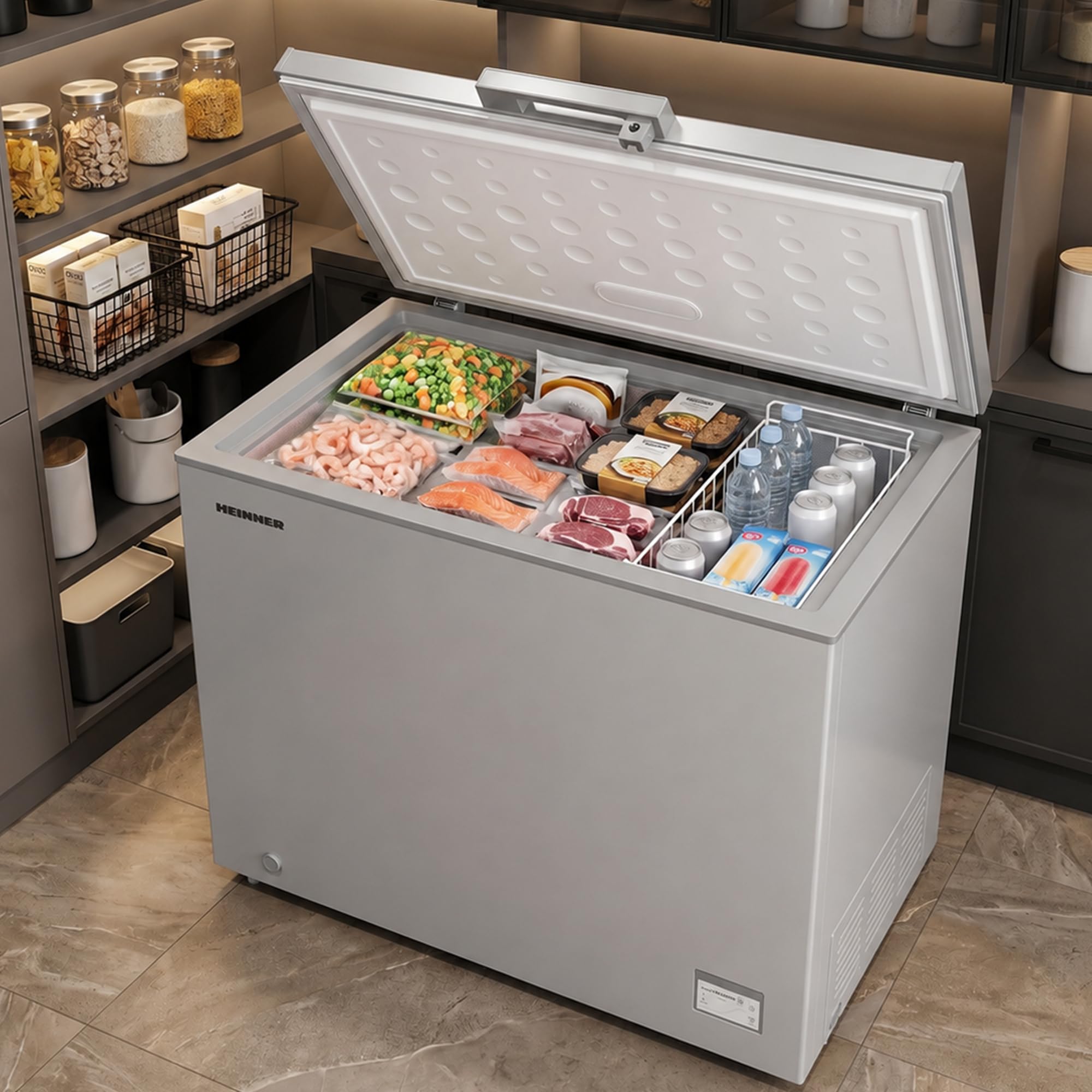 HCF‑HM246CSE++ – Gefriertruhe 246 L – Energieeffizient, Inverter‑Kompressor, Schnellgefrierfunktion, LED‑Display & Innenbeleuchtung, Silber – 5 Jahre Garantie