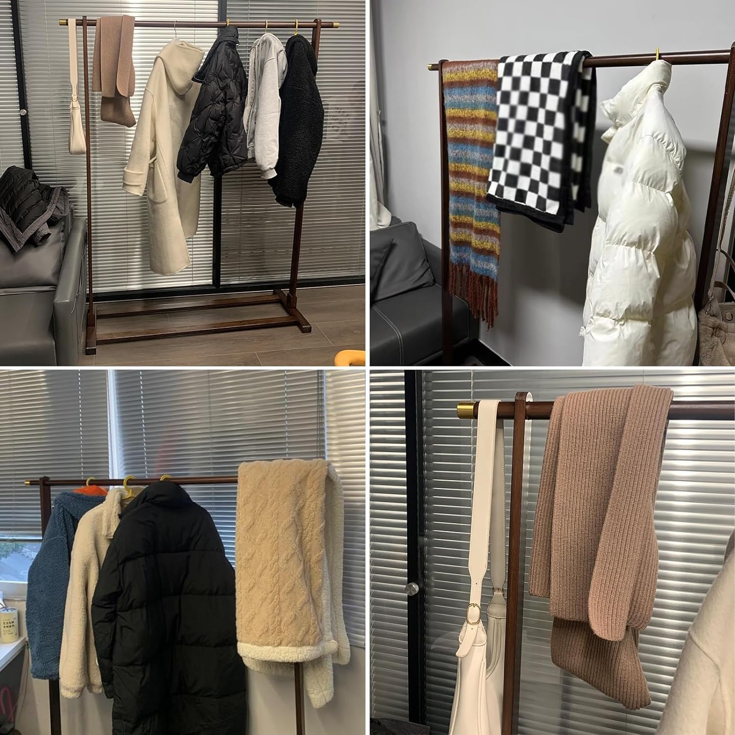 Robusto appendiabiti autoportante in Legno Arancione - Gruccia portatile da 80 cm per vestiti, borse e cappelli - Portata massima 100 kg - Ideale per casa e ufficio