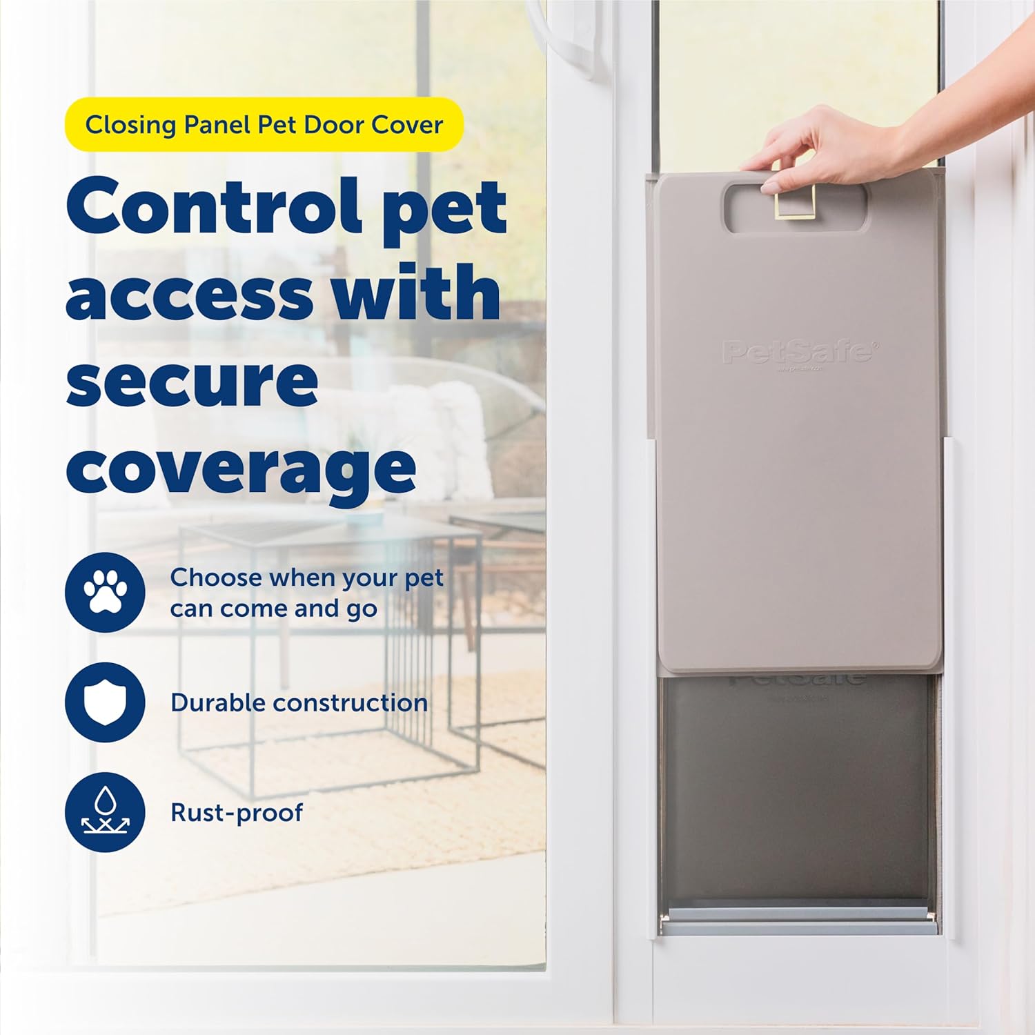 PetSafe Closing Panel Pet Door Cover - Restrict Pet Access - Durable Plastic Cover - Rust-Proof - Easy to Use - Large