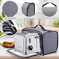 Vista 2 de Toaster Cover with Base for 2 Slice Wide Slot, Dust Covers Compatible with Cuisinart 2 Slices, Toaster Bags with Zipper Closure (Cover Only)