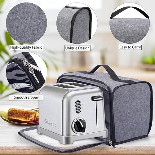 Miniatura 2 de Funda para tostadora con base para ranura ancha de 2 rebanadas, funda para horno tostador compatible con Cuisinart, cubierta de pan pequeña, 2