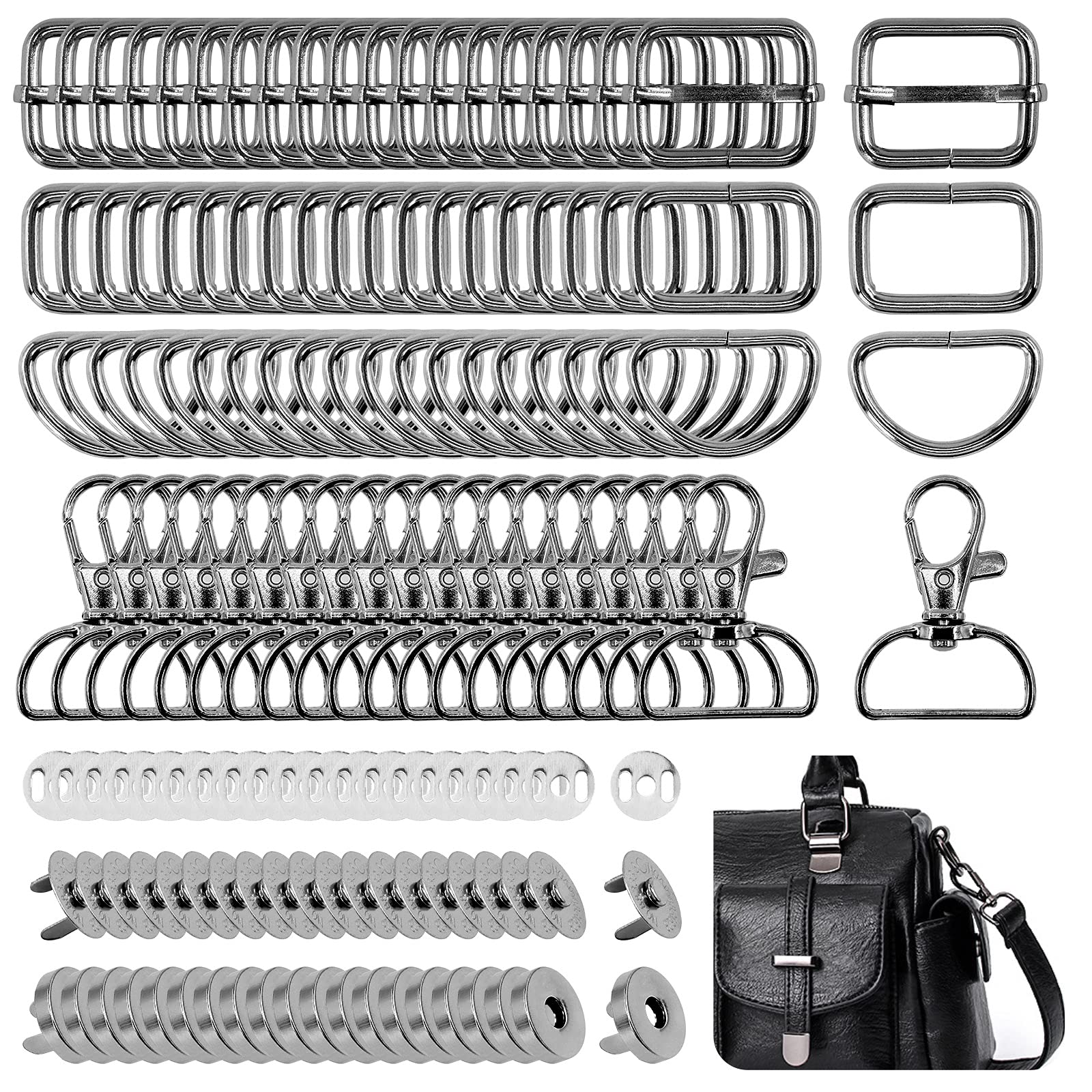 140Pcs 5 Styles Purse Hardware Buckles Set
