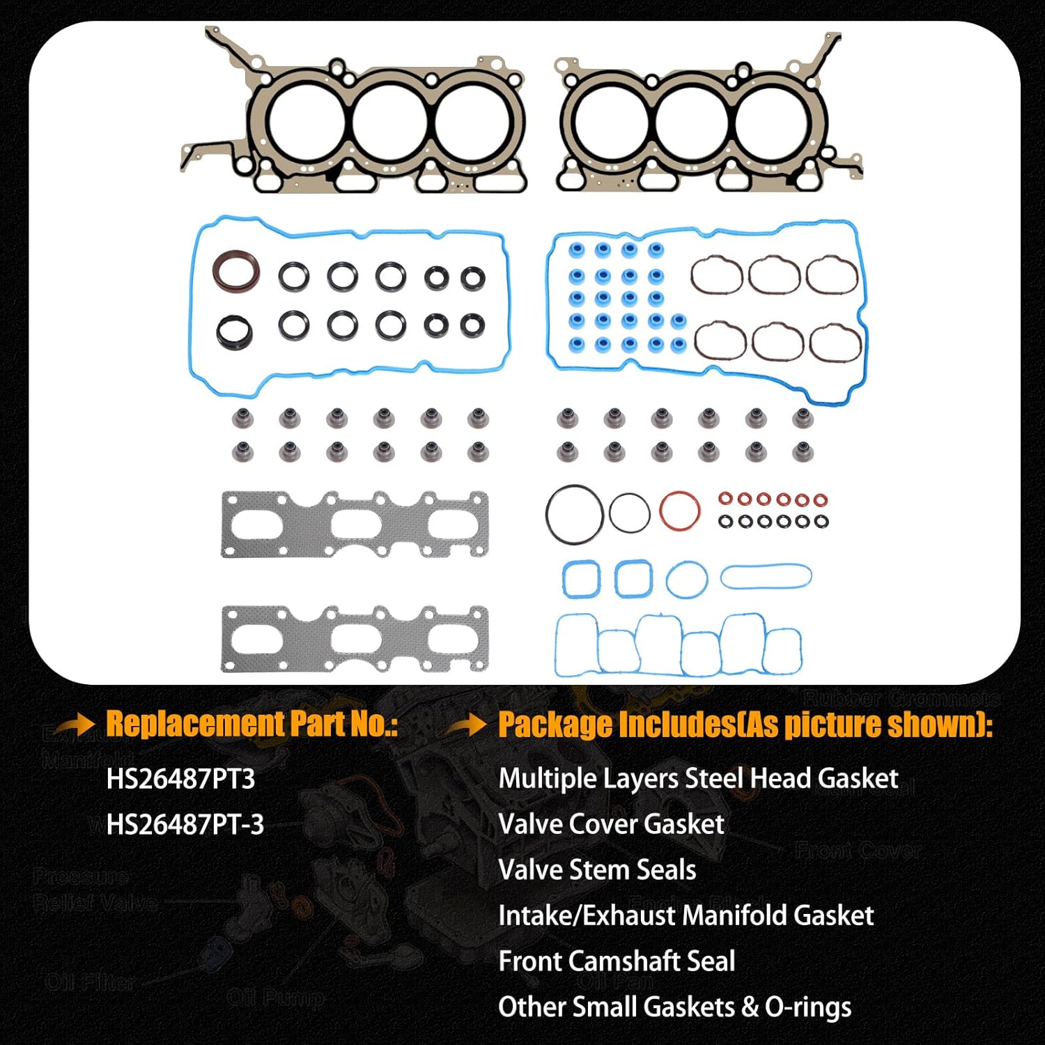 AUCERAMIC HS26487PT3 Cylinder Head Gasket Set Fit for 2015 2016 2017 Ford F-150 F150 3.5L V6