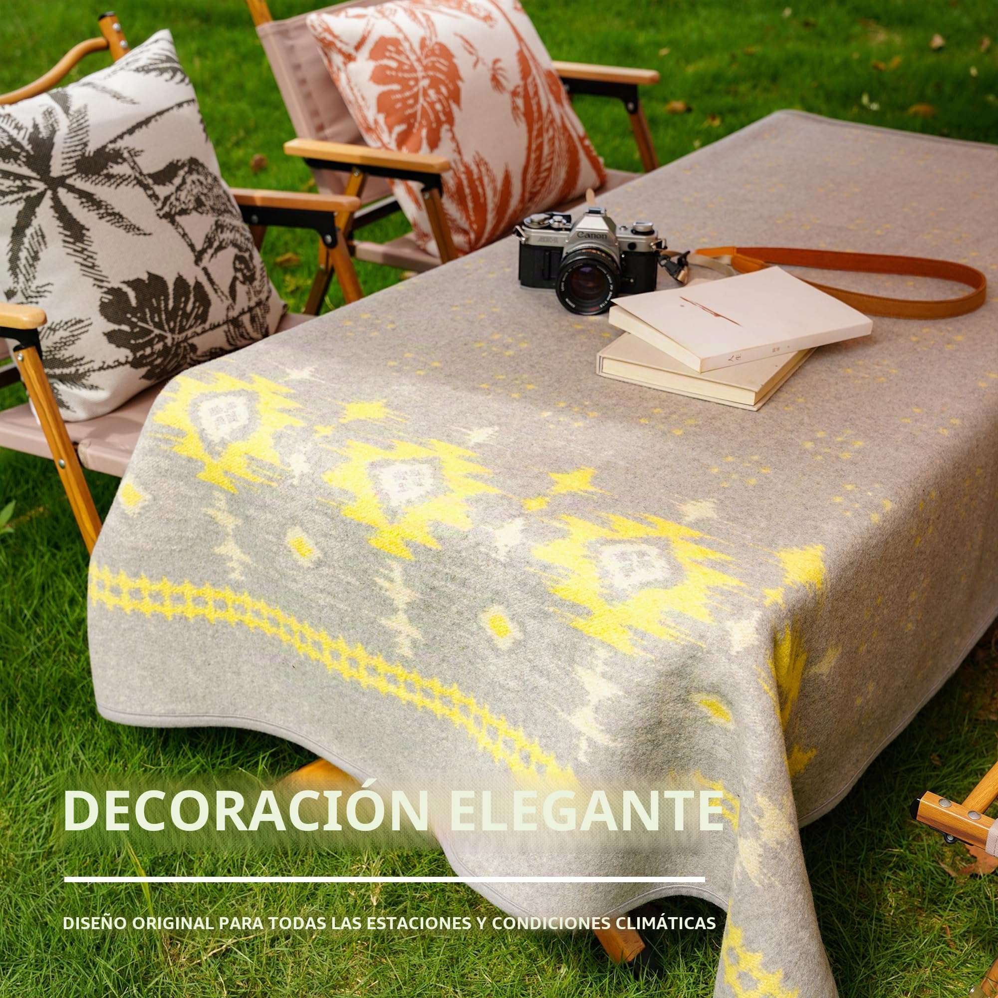 ACUSHLA Manta de Lana Merina, cálida, Gruesa, Lavable, Grande, 87 x 63 Pulgadas, Ideal para Cama, sofá, Campamento al Aire Libre, Todas Las Estaciones, Color Gris Claro Myers