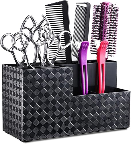 Noverlife Hairdressing Scissors Holder Shears Block, Barber Shop Scissor Organizer Stand, Hairdressing Tools Storage Box for Hairstyling Combs Clips Brushes, Salon Barber Scissor Holder Rack