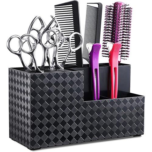 Noverlife Hairdressing Scissors Holder Shears Block, Barber Shop Scissor Organizer Stand, Hairdressing Tools Storage Box for Hairstyling Combs Clips Brushes, Salon Barber Scissor Holder Rack