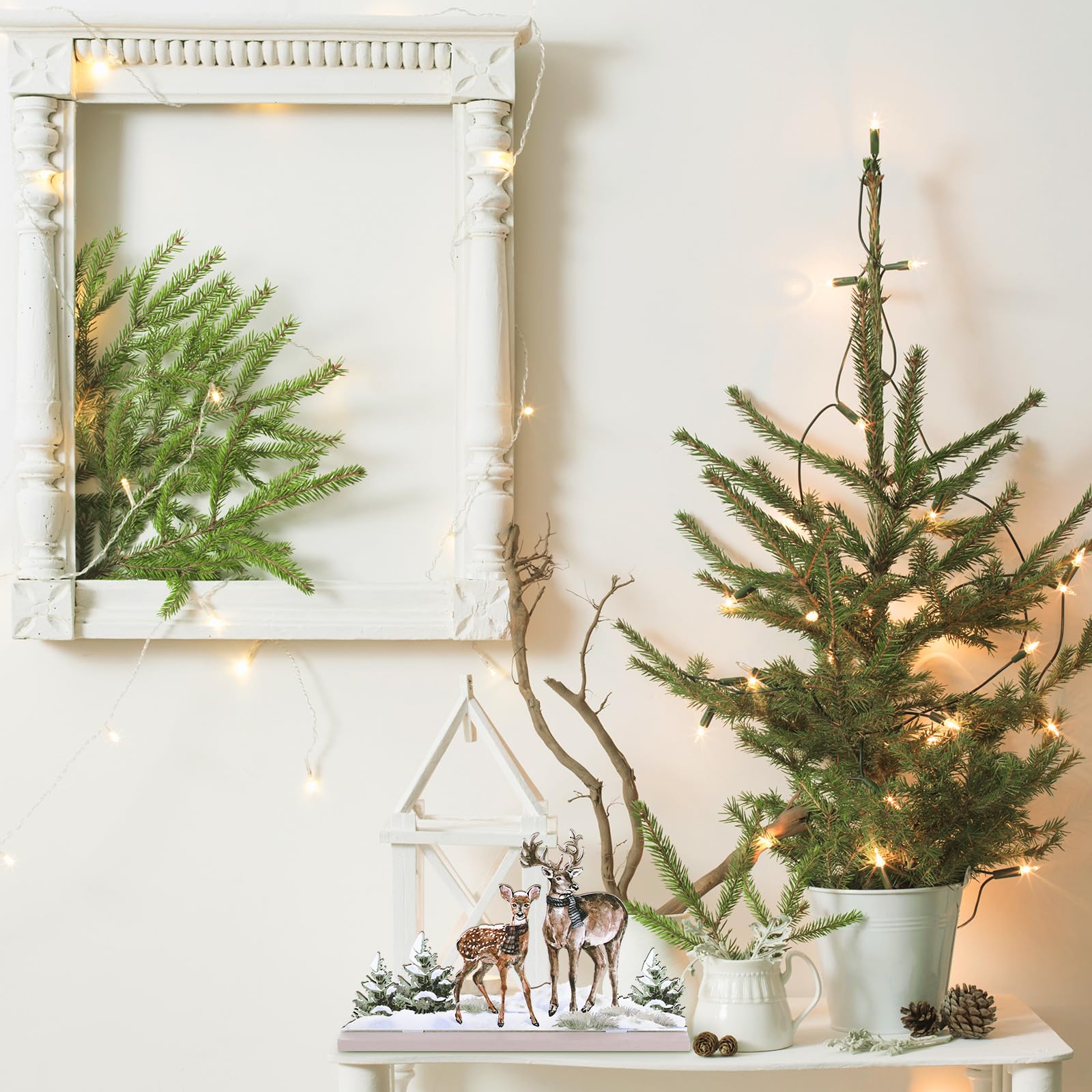 Huwena 5 letreros de decoración de mesa de Navidad, centros de mesa de Navidad, letrero de alegría, decoraciones de Navidad, guantes de muñeco de nieve, reno, para decoración de invierno, nieve