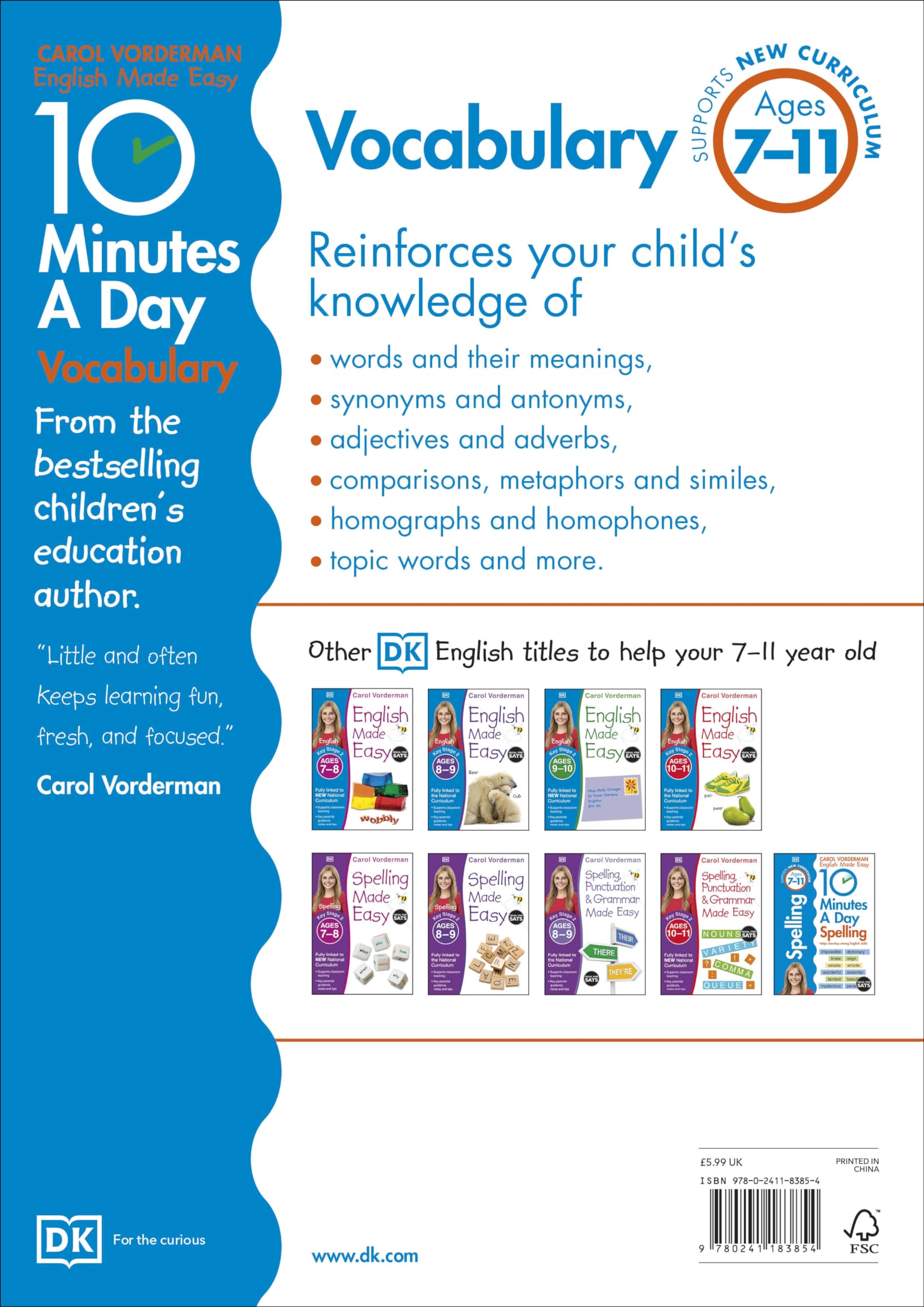 10 Minutes A Day Vocabulary, Ages 7-11 (Key Stage 2): Supports the National Curriculum, Helps Develop Strong English Skills