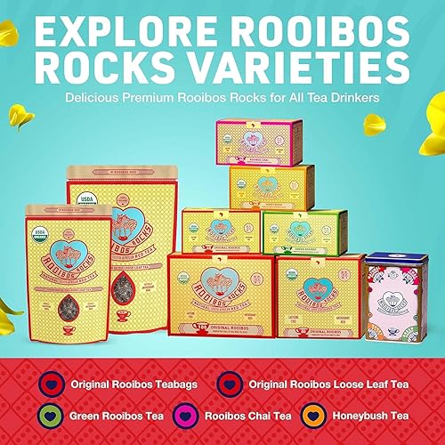 Miniatura 7 de Bolsas de té roooibos orgánico sin cafeína, 80 – Té de hierbas naturalmente dulce seguro para niños y mujeres embarazadas – Té rojo premium de bajo