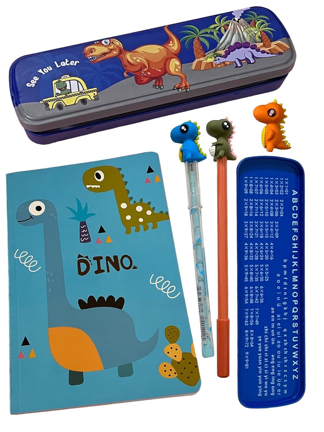 Le Delite Dinosaur Theme Metal Pencil Box for Kids - Case Stationary Organizer - School Supplies for Kids Boys -Pack of 6 ...