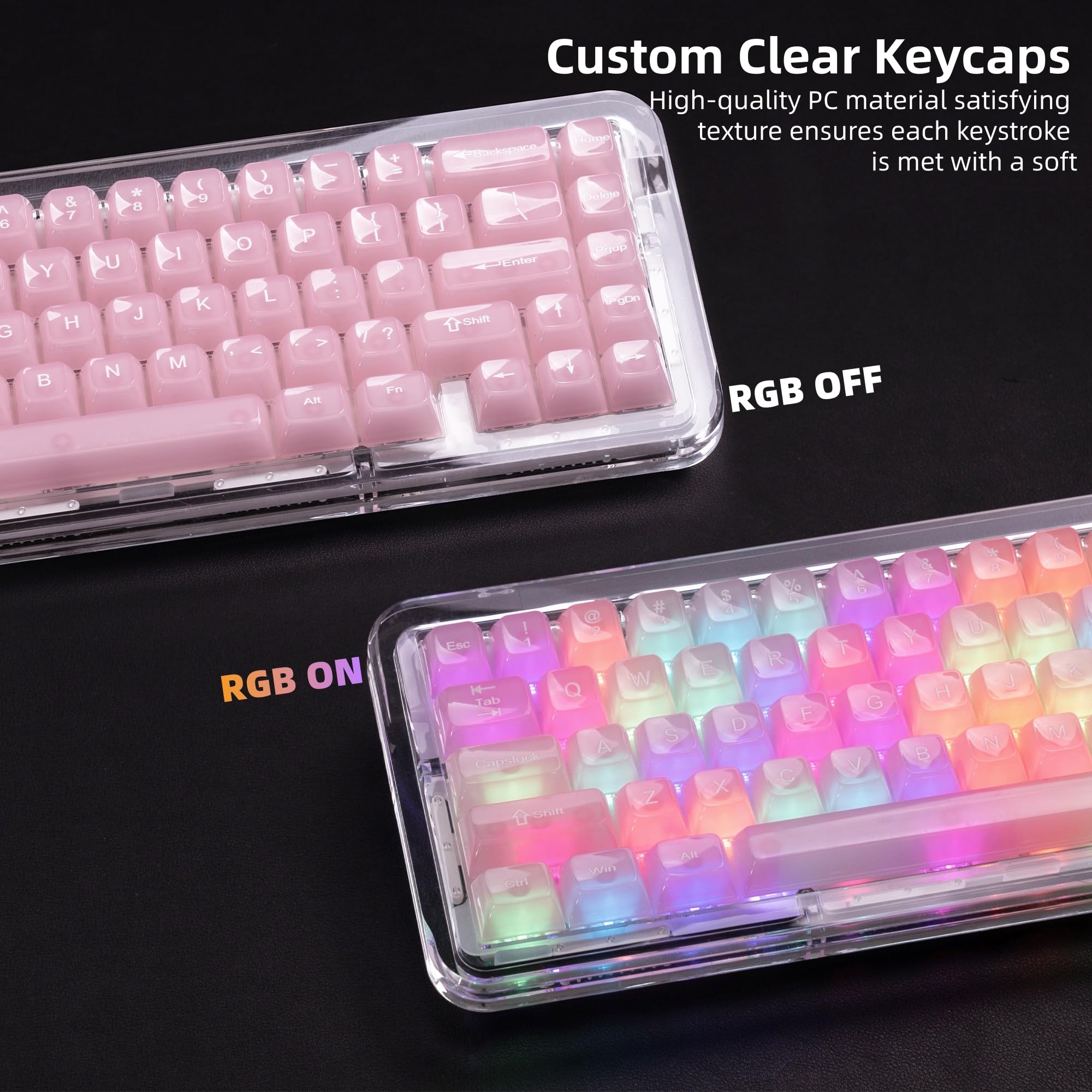 Womier Lot de Touches de Clavier Transparentes 60, 65, 75, 100%, gelée Transparente, Mignonnes et personnalisées pour claviers mécaniques Cherry MX, Kailh, Outemu, Gateron (Profil MDA)