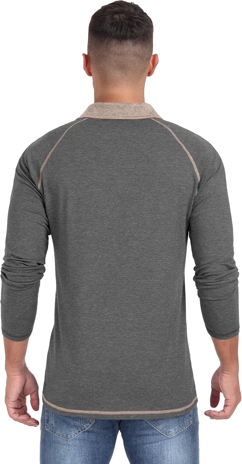 Sailwind Mens Long Sleeve Polo Shirts Cotton Fashion Casual Raglan Golf Shirts - Image 6