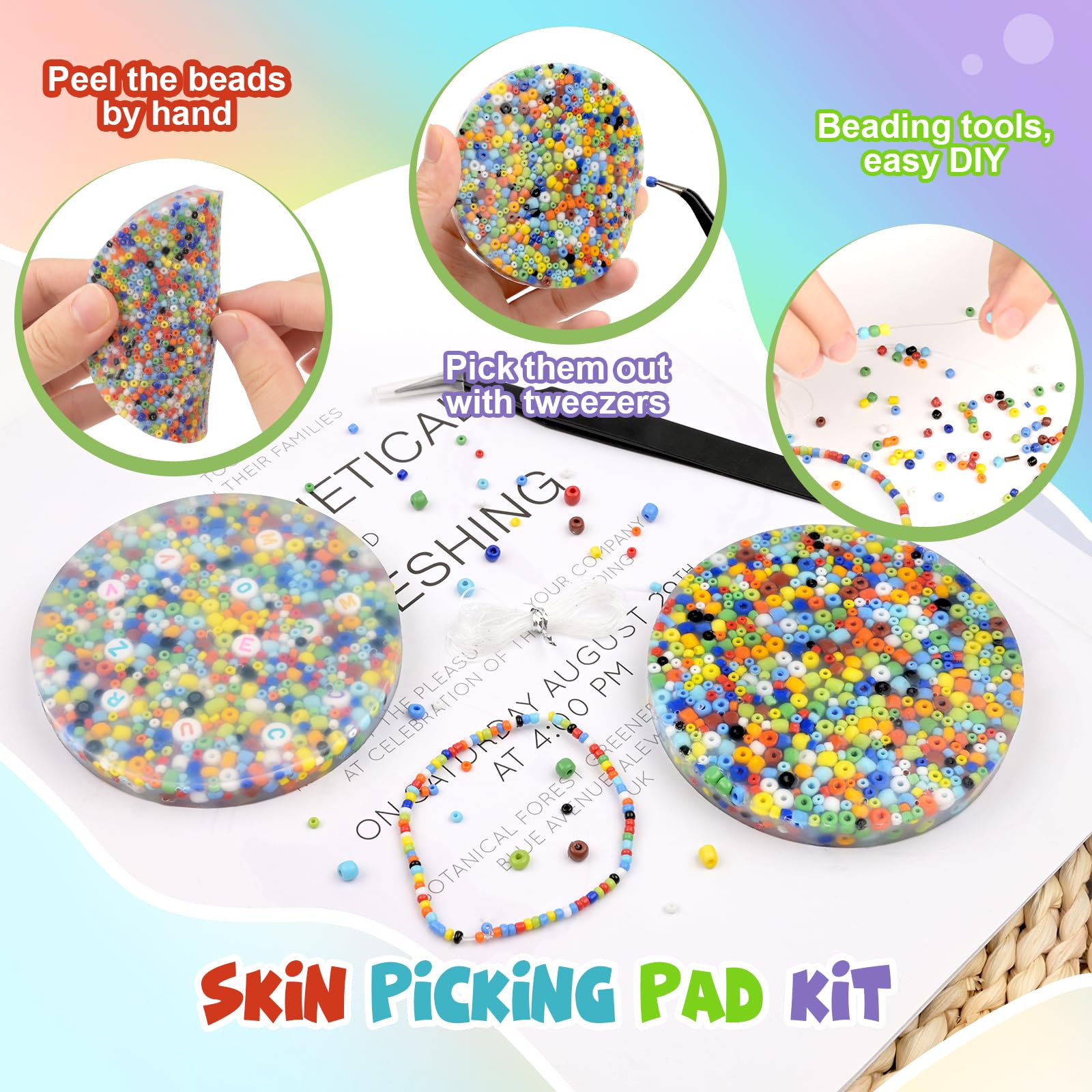 BOUBONI Picking Pad 2 Pack Skin Picking Fidget Toys Sensory Pick Pads Toy for ADHD Dermatillomania Trichotillomania Anxiety Stress Relief for Adults and Kids (Mixed Colors) - Image 4