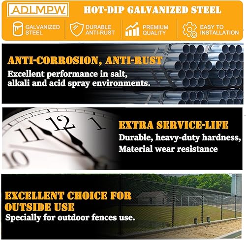 Miniatura 4 de Paquete de 4 Extremo superior del riel de la cerca de enlace de cadena de 1-38 pulgadas, extremo superior del riel superior de acero galvanizado.