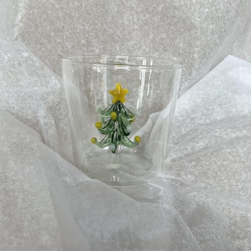 Miniatura 9 de Taza de vidrio 3D con figura de árbol de Navidad dentro de vidrio sin tallo para vino agua leche copa de vidrio para beber copa