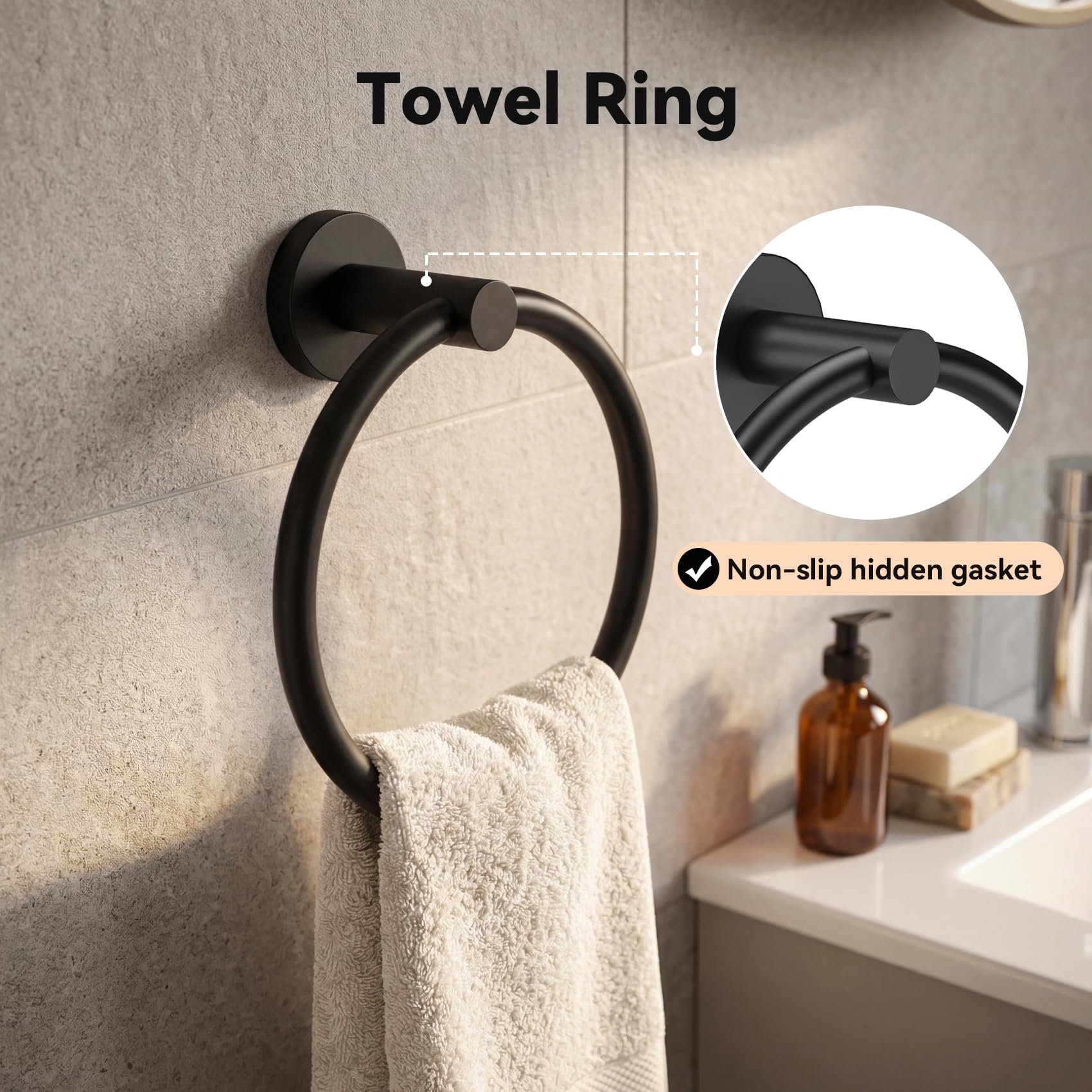 4-Piece Towel Holder Set, Black Bathroom Accessories Set — Amazon image 4