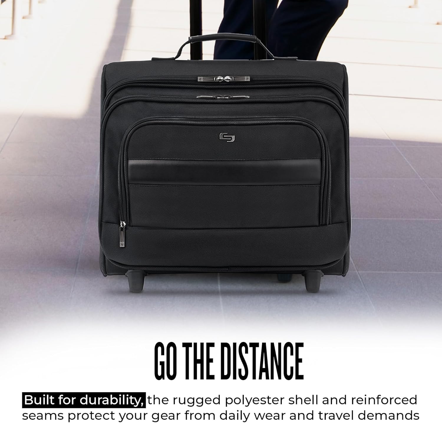 Solo New York Rolling Overnighter Catalog Case with Wheels - Roller Laptop Bag, Wheeled Briefcase for Women & Men, Carry On Size for Travel, Fits 15.6" Computer - Columbus, Black