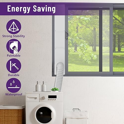 Miniatura 8 de Mxclimate Kit de ventana de ventilación para secadora para manguera de 4 pulgadas, kit de ventilación ajustable con cubierta de ventilación de