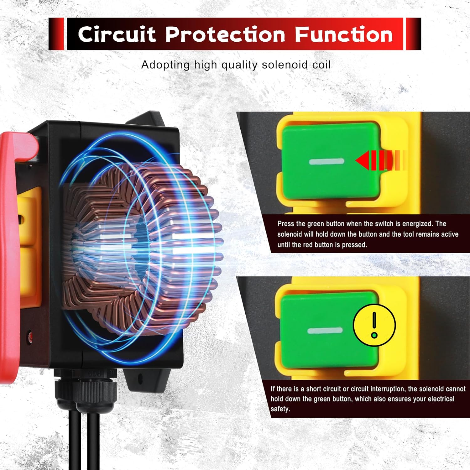 New Version 110V to 120V Single Phase On/Off Switch, Paddle Switch for Table Saw, Router Table Switch with an Extended Power Cord 2M and Two Outlets for Table Saws,Router Tables(stop)